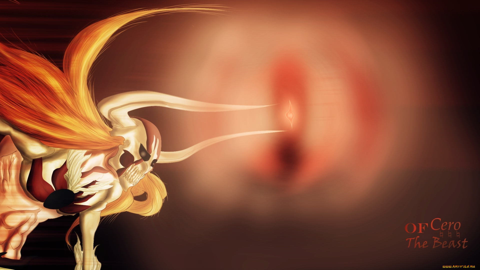 аниме, bleach, пустоц, блич, ичиго, рога, концентрация, луч, куросаки