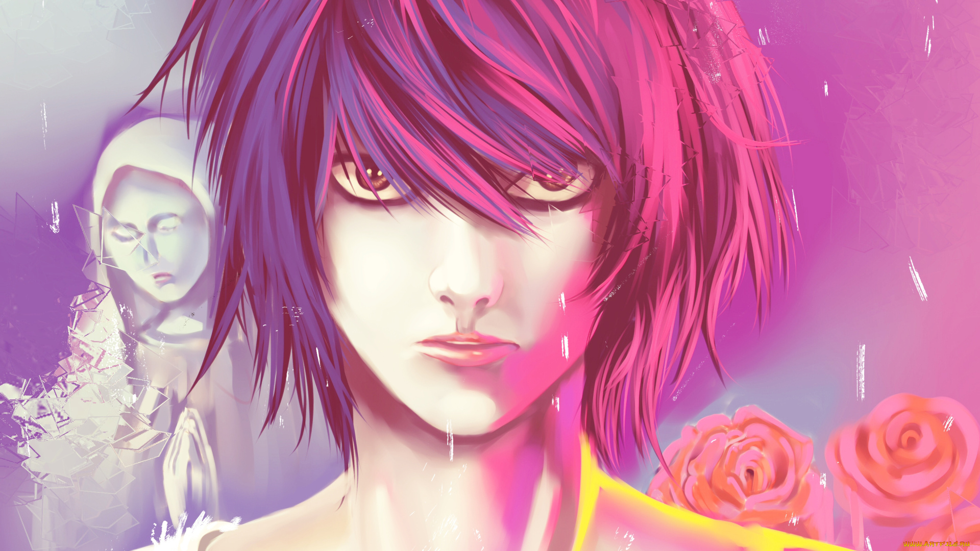 аниме, death, note, портрет, лицо, парень, сыщик, эл, тетрадь, смерти