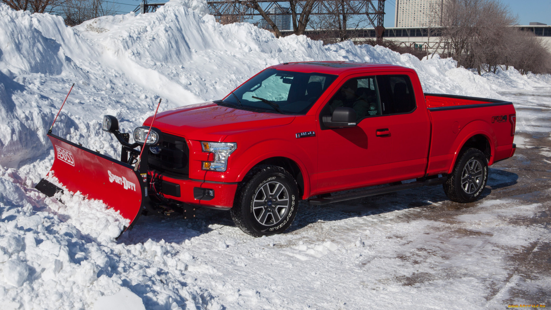 автомобили, ford, 2014, красный, supercab, f-150, снег, xlt