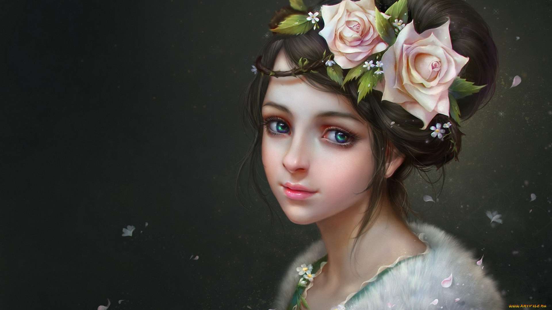 фэнтези, девушки, цветы, девушка, лицо, розы