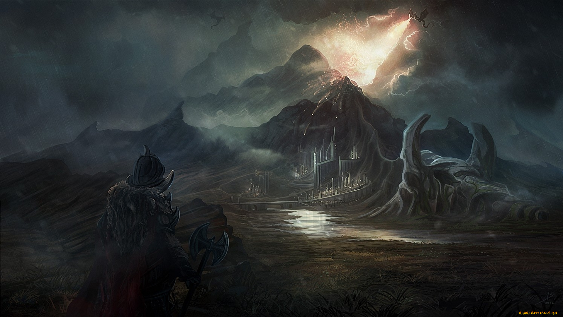 фэнтези, иные, миры, , иные, времена, мир, горы, город, иной, драконы