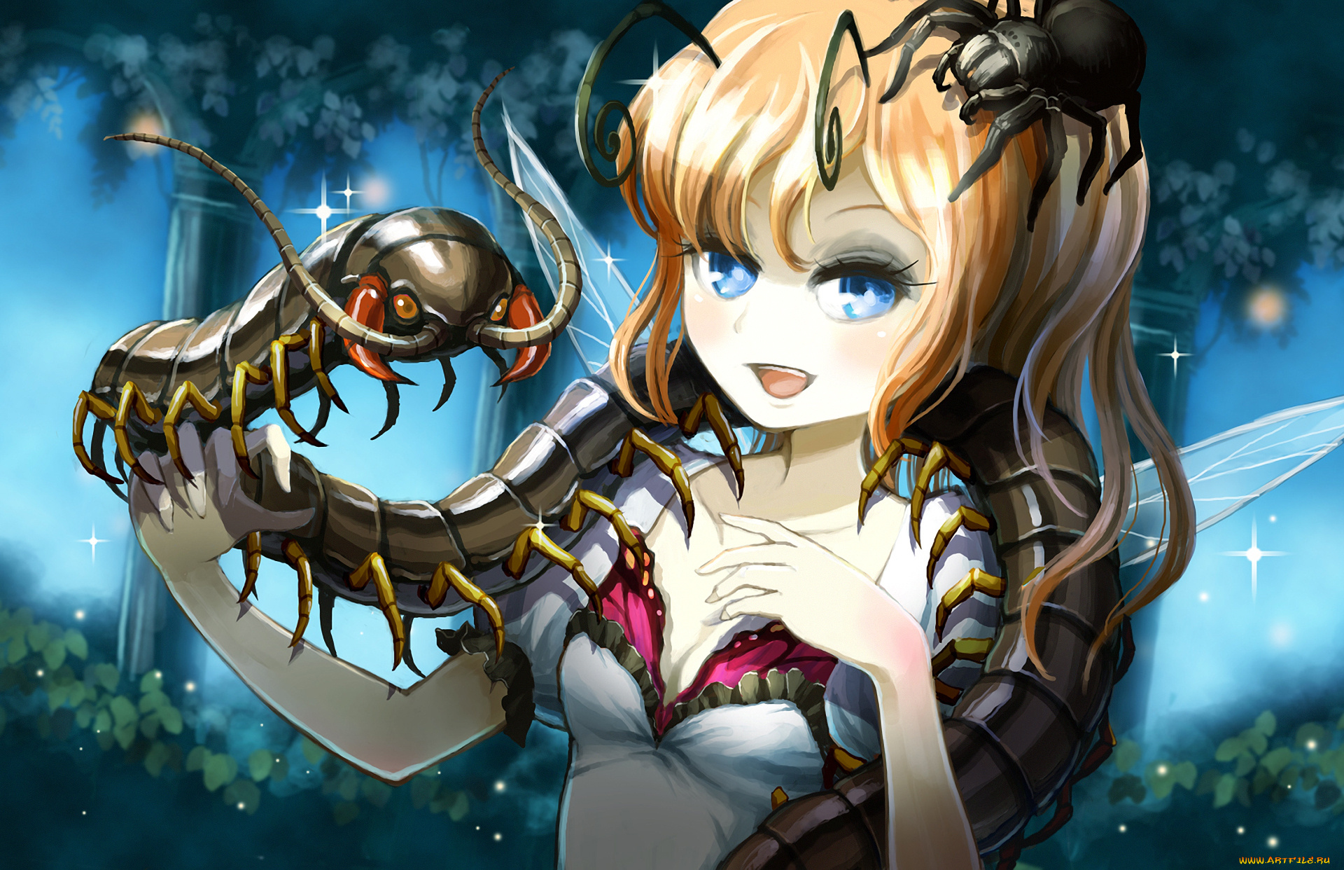 аниме, -angels, &, demons, фентези, девочка, сороконожка, насекомые