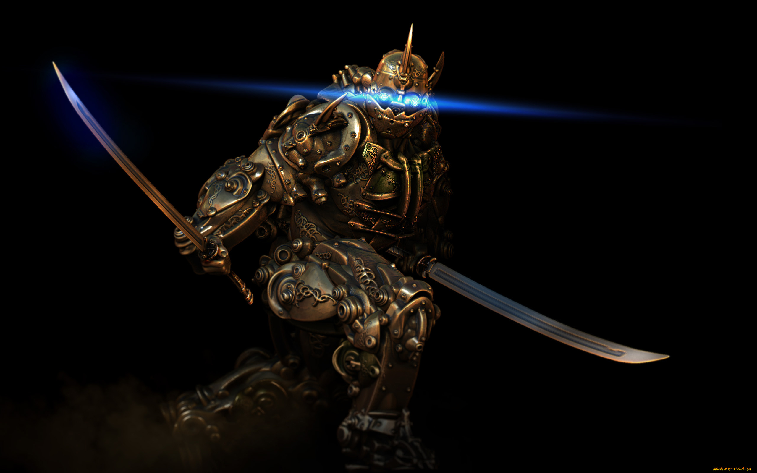 робот, фэнтези, роботы, , киборги, , механизмы, темный, фон, мечи