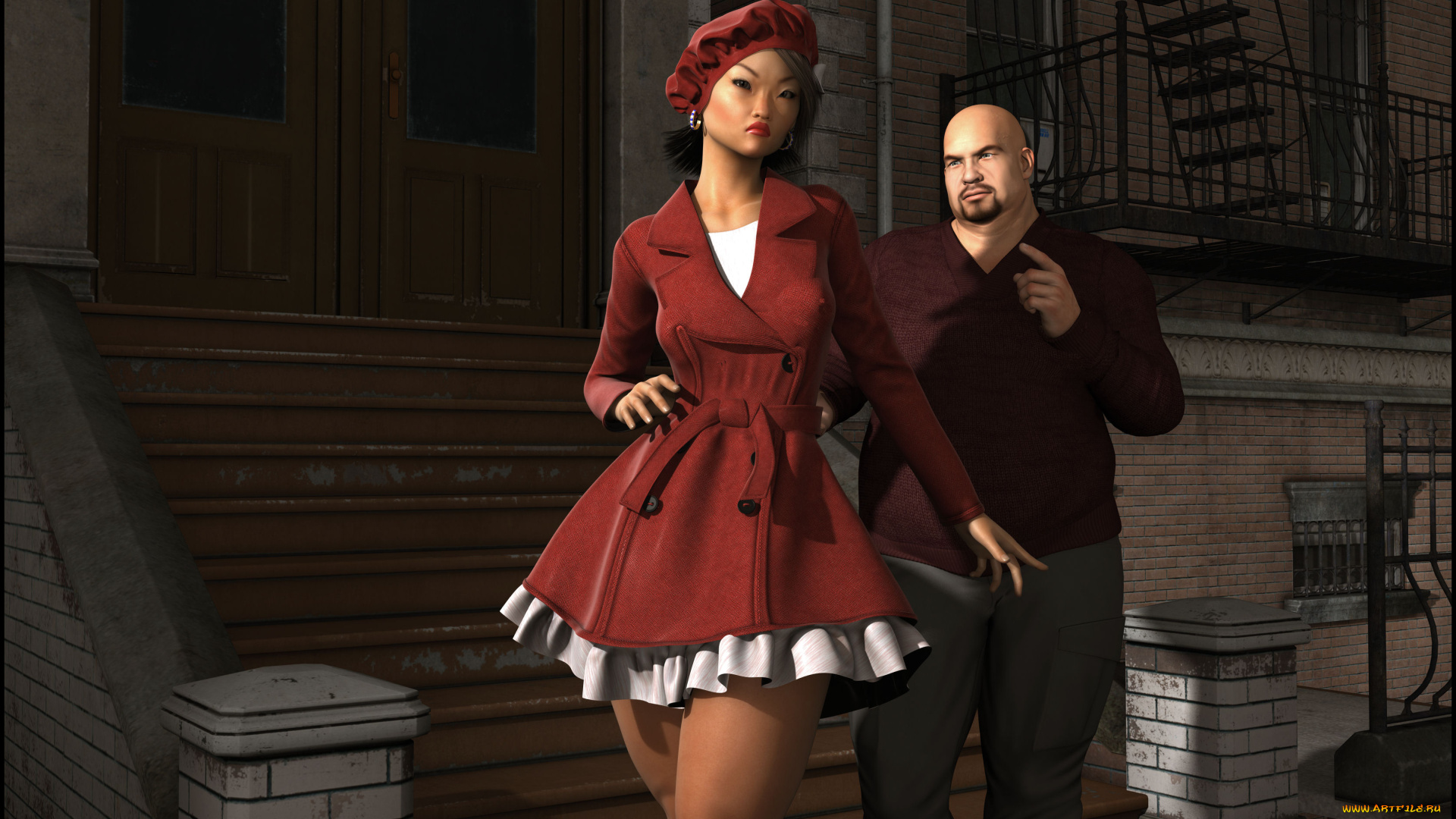 3д, графика, люди, , people, девушка, мужчина, взгляд, фон