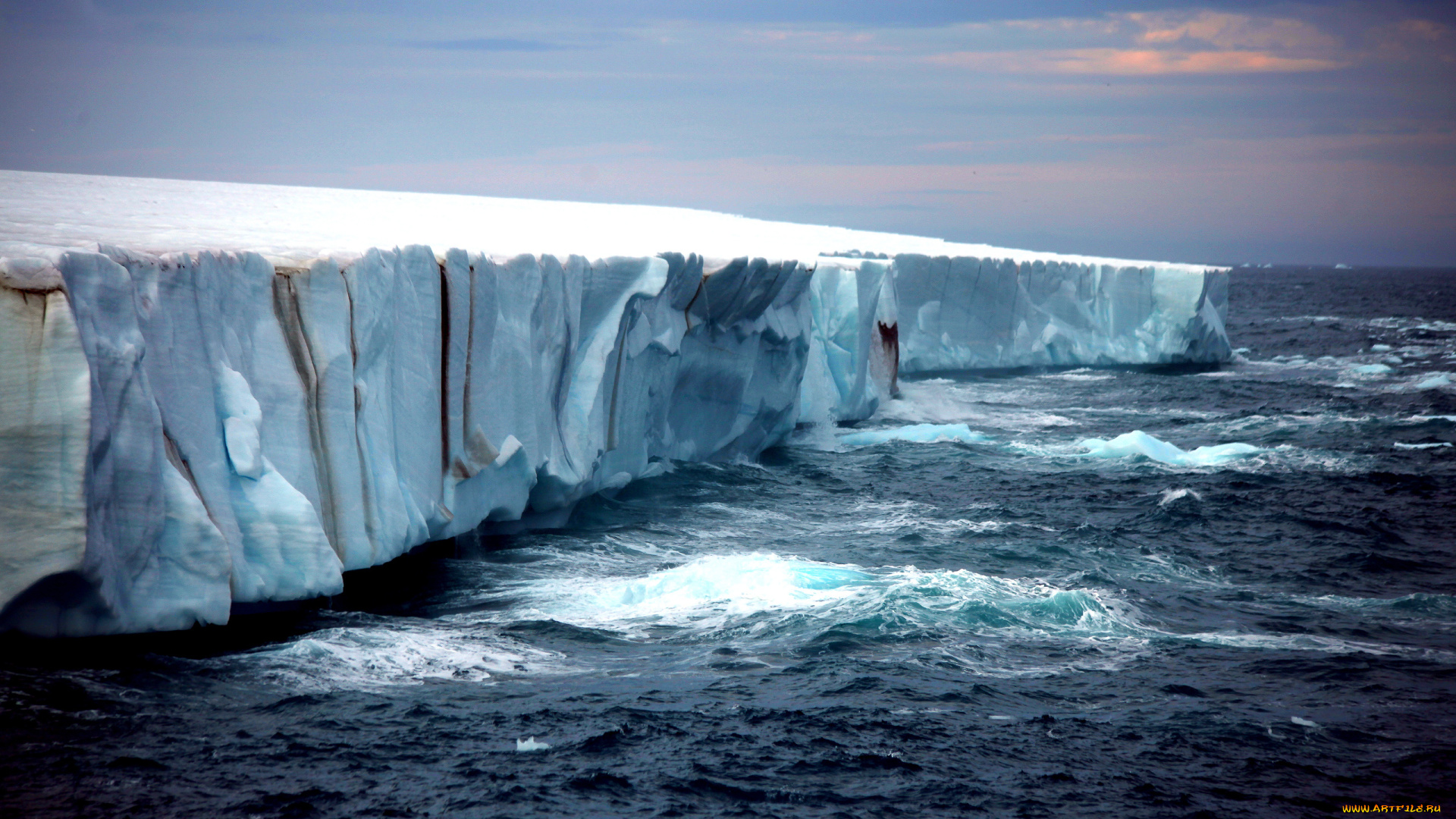 айсберг, природа, айсберги, и, ледники, ледник, закат, волны, море