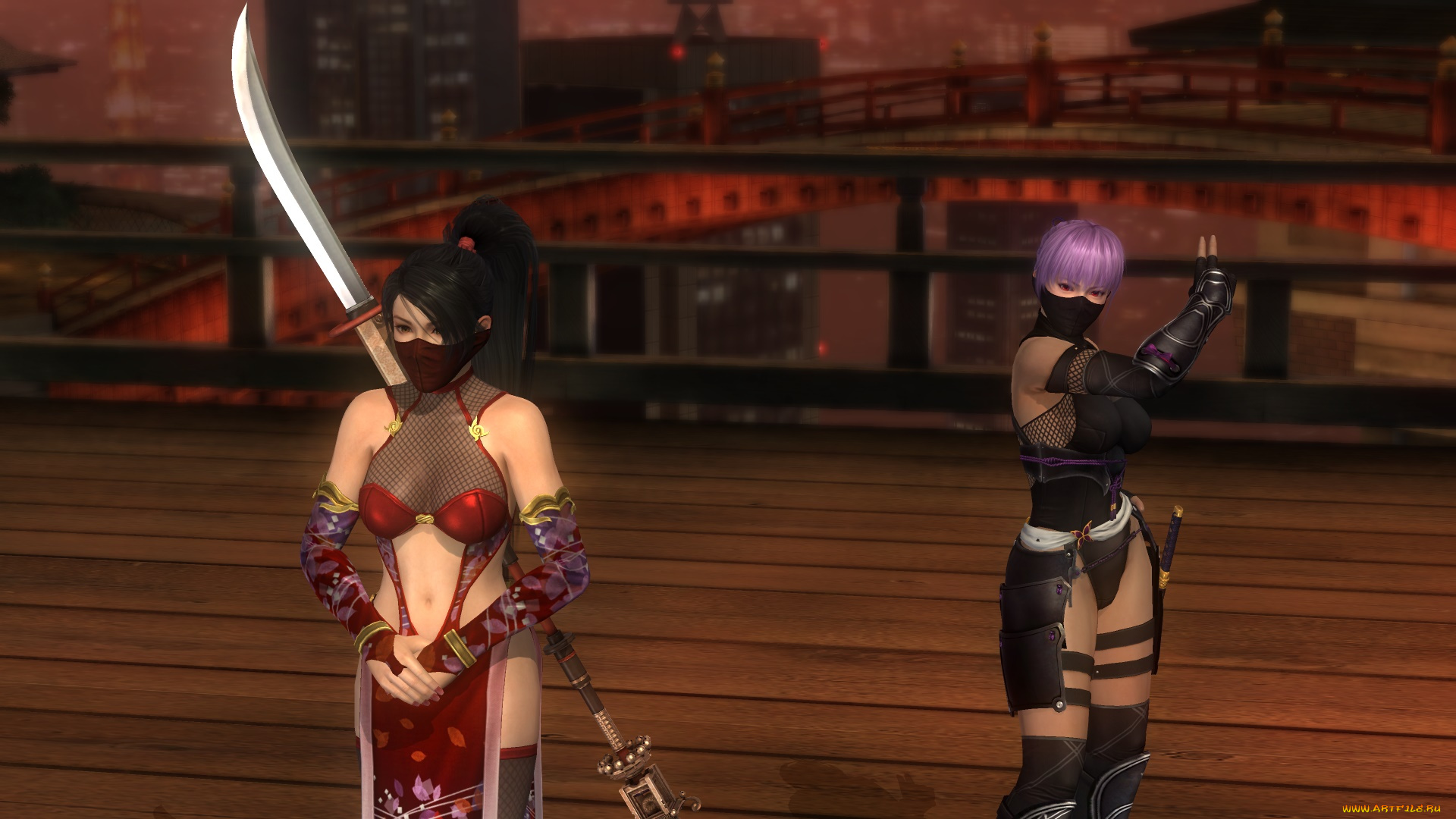 3д, графика, аниме, , anime, взгляд, девушки, мужчина, фон, оружие, ниндзя