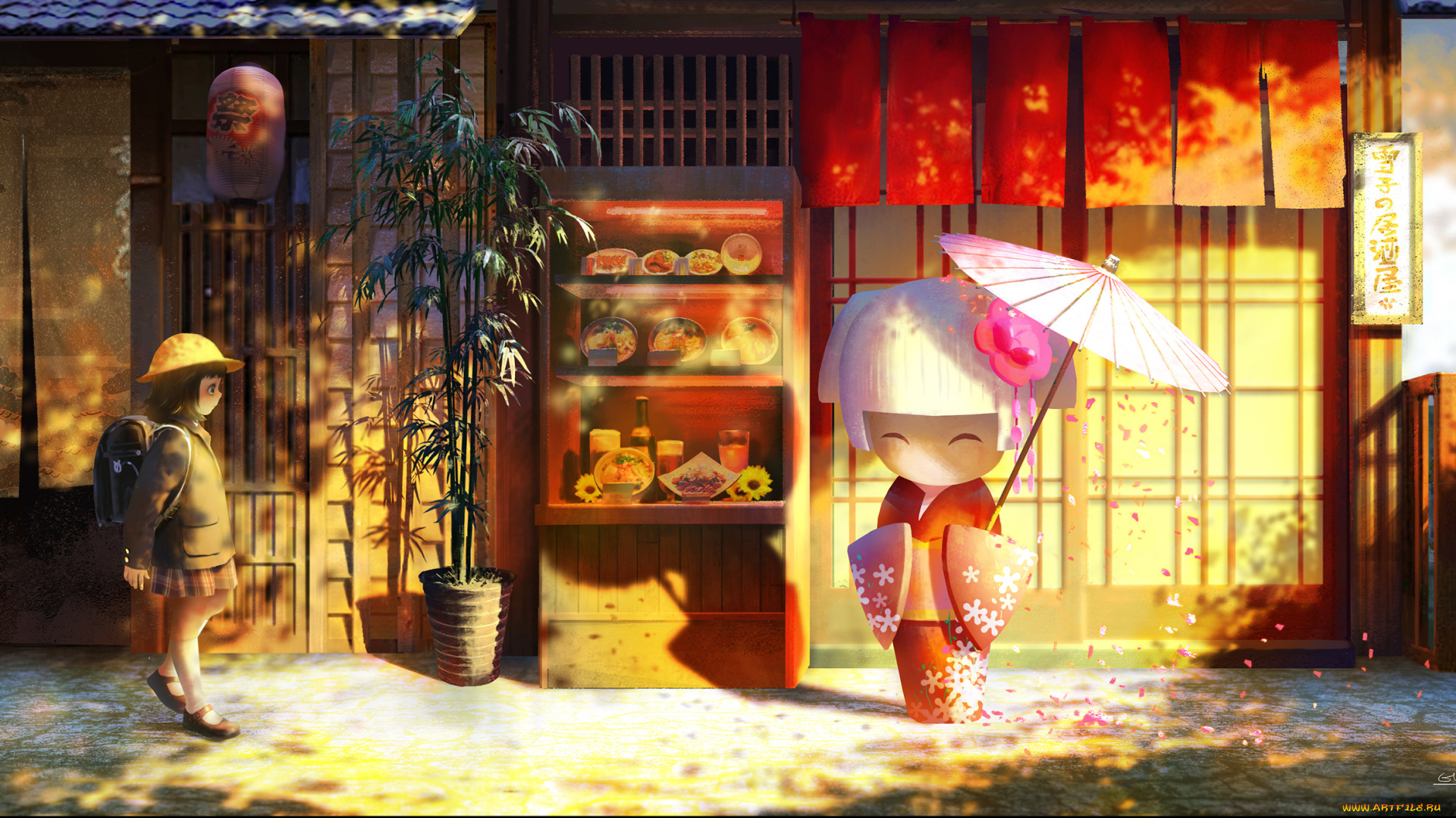 аниме, город, , улицы, , здания, девочка, lost, elle