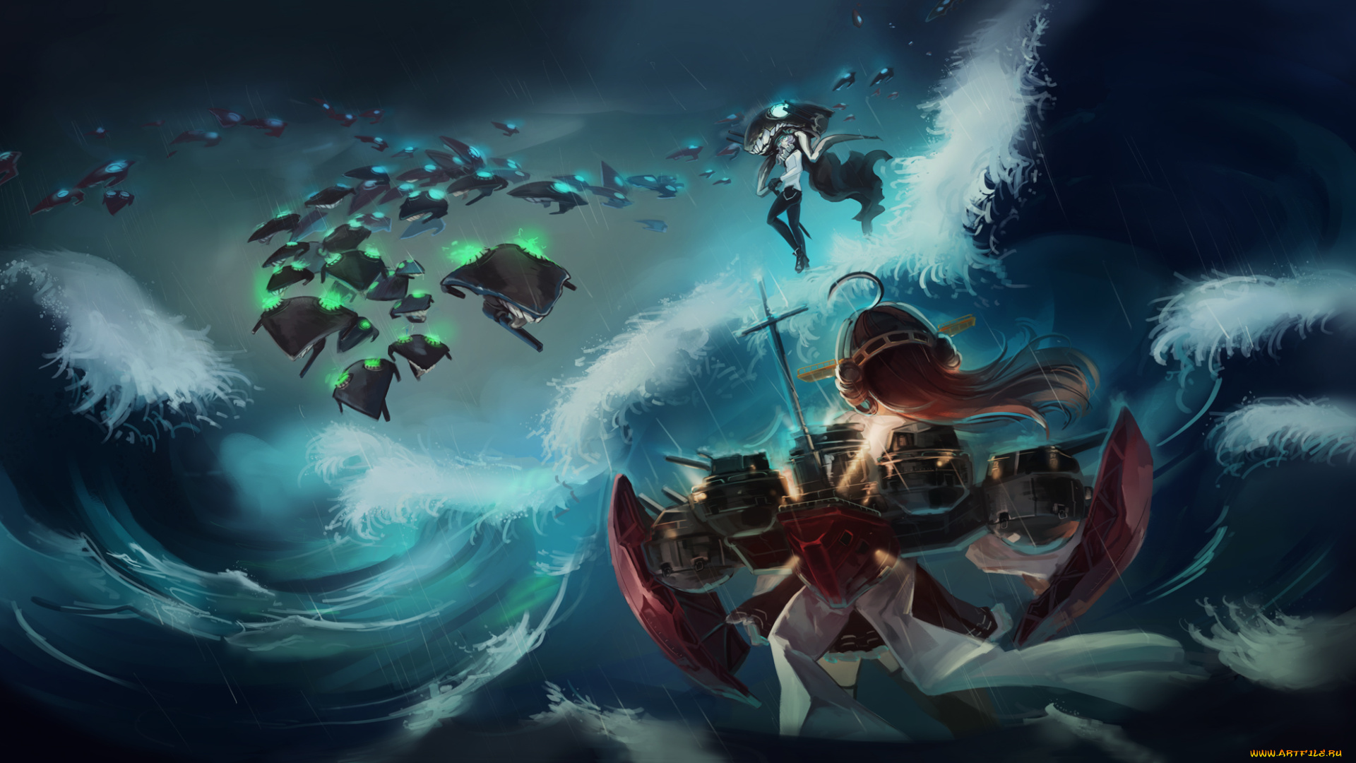 аниме, kantai, collection, wo-class, aircraft, carrier, kancolle, kongou, doomfest, kantai, collection