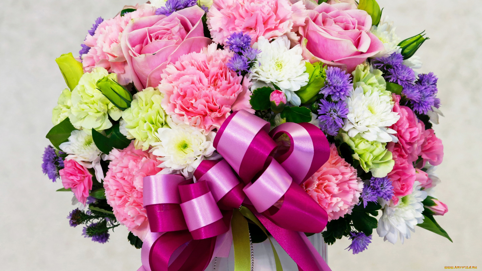 цветы, букеты, , композиции, bouquets, roses, гвоздики, астры, хризантемы, розы, бант, букет