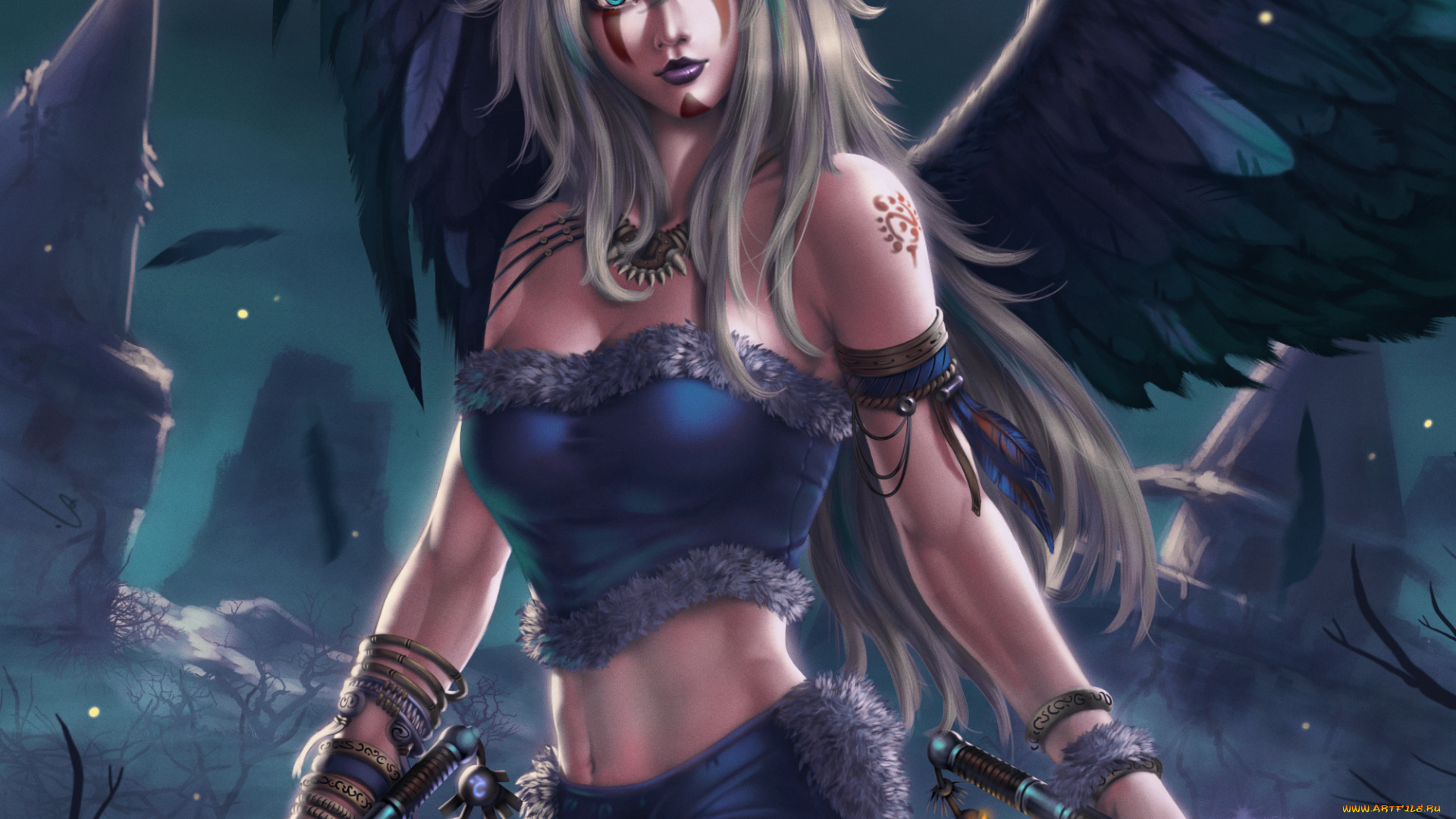 фэнтези, ангелы, взгляд, крылья, ангел, девушка, фантастика, оружие