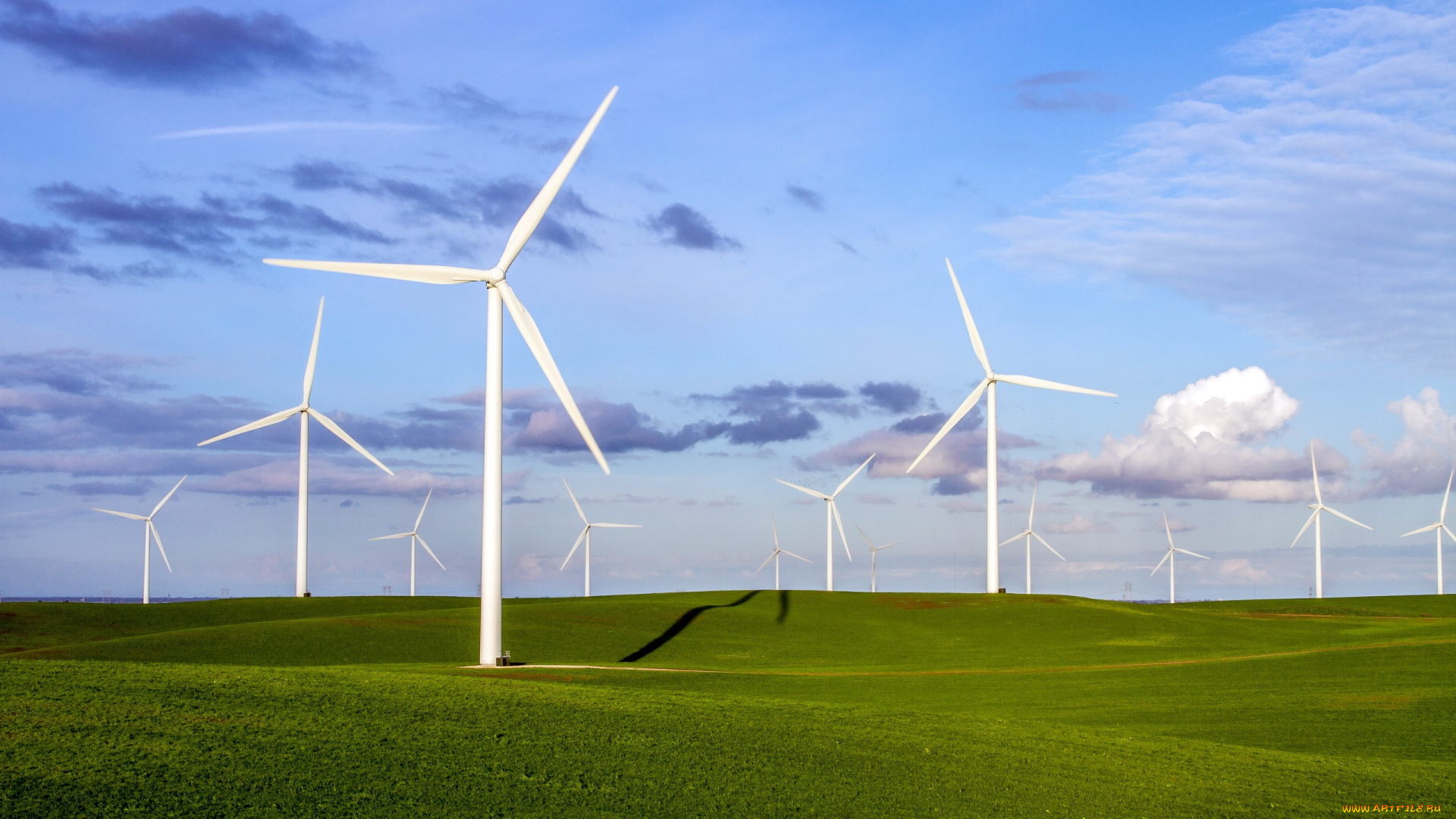 разное, мельницы, поле, лето, ветряки