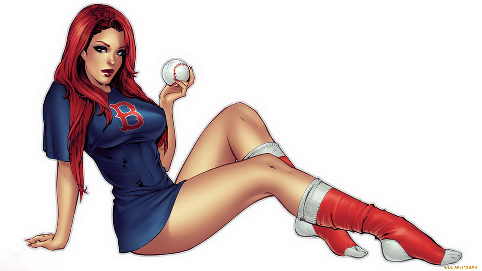 рисованное, люди, мячик, взгляд, фон, девушка