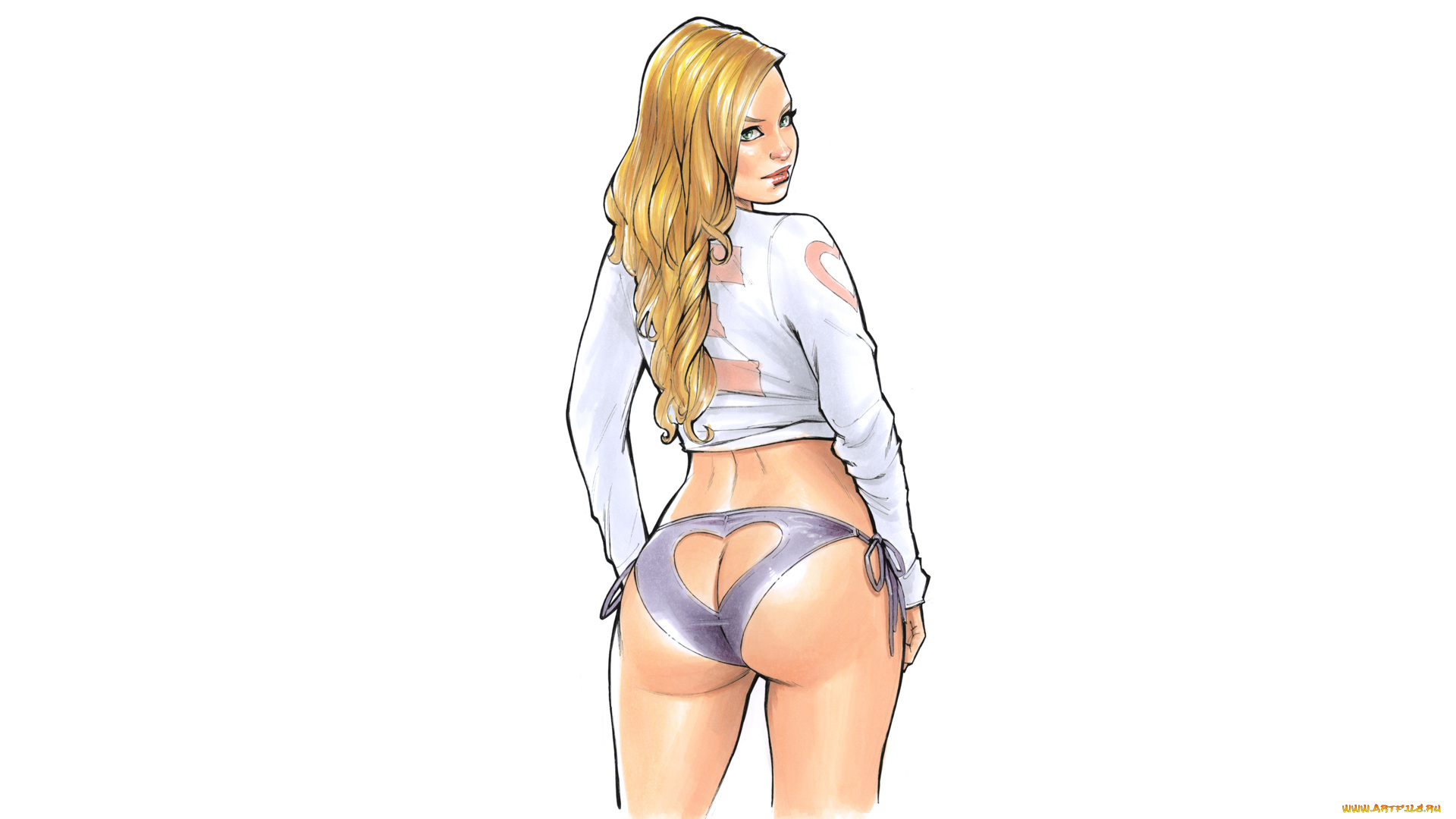 рисованное, люди, взгляд, фон, девушка