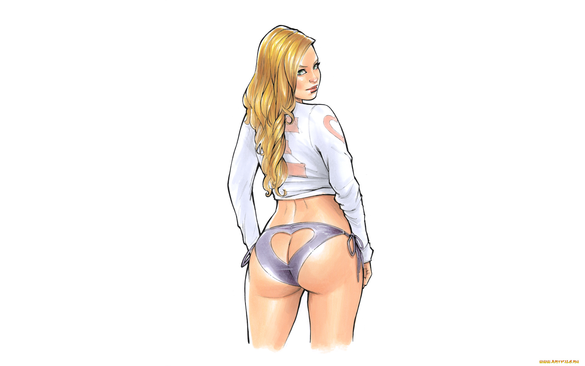 рисованное, люди, взгляд, фон, девушка