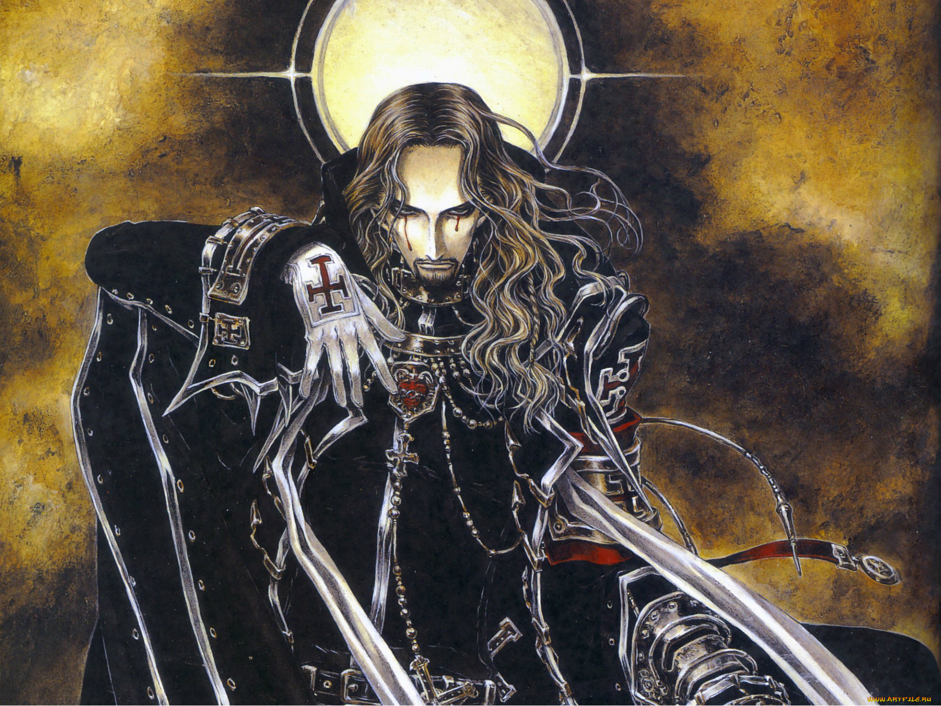 аниме, trinity, blood, кровь, триединства, крест, черный, рыцарь, кровавые, слезы, art, shibamoto, thres, демон, trinity, blood, vaclav, havel