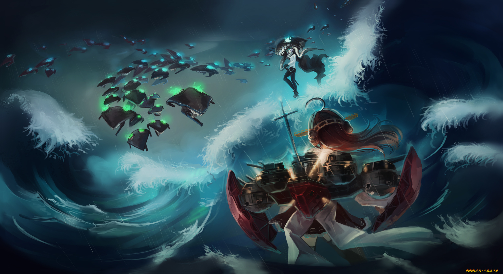 аниме, kantai, collection, wo-class, aircraft, carrier, kancolle, kongou, doomfest, kantai, collection