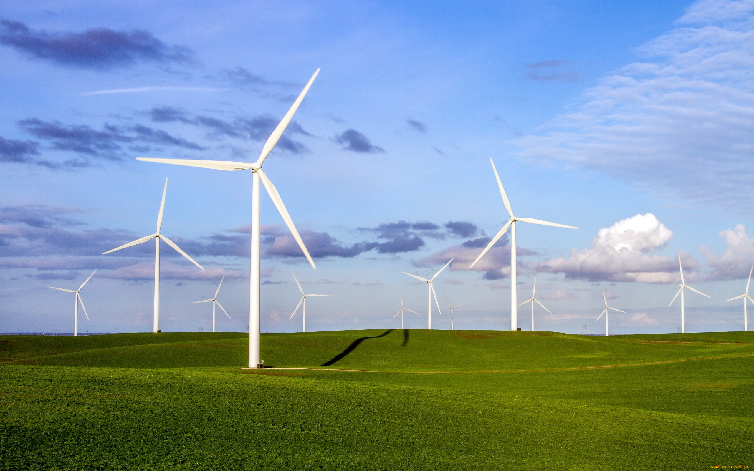 разное, мельницы, поле, лето, ветряки