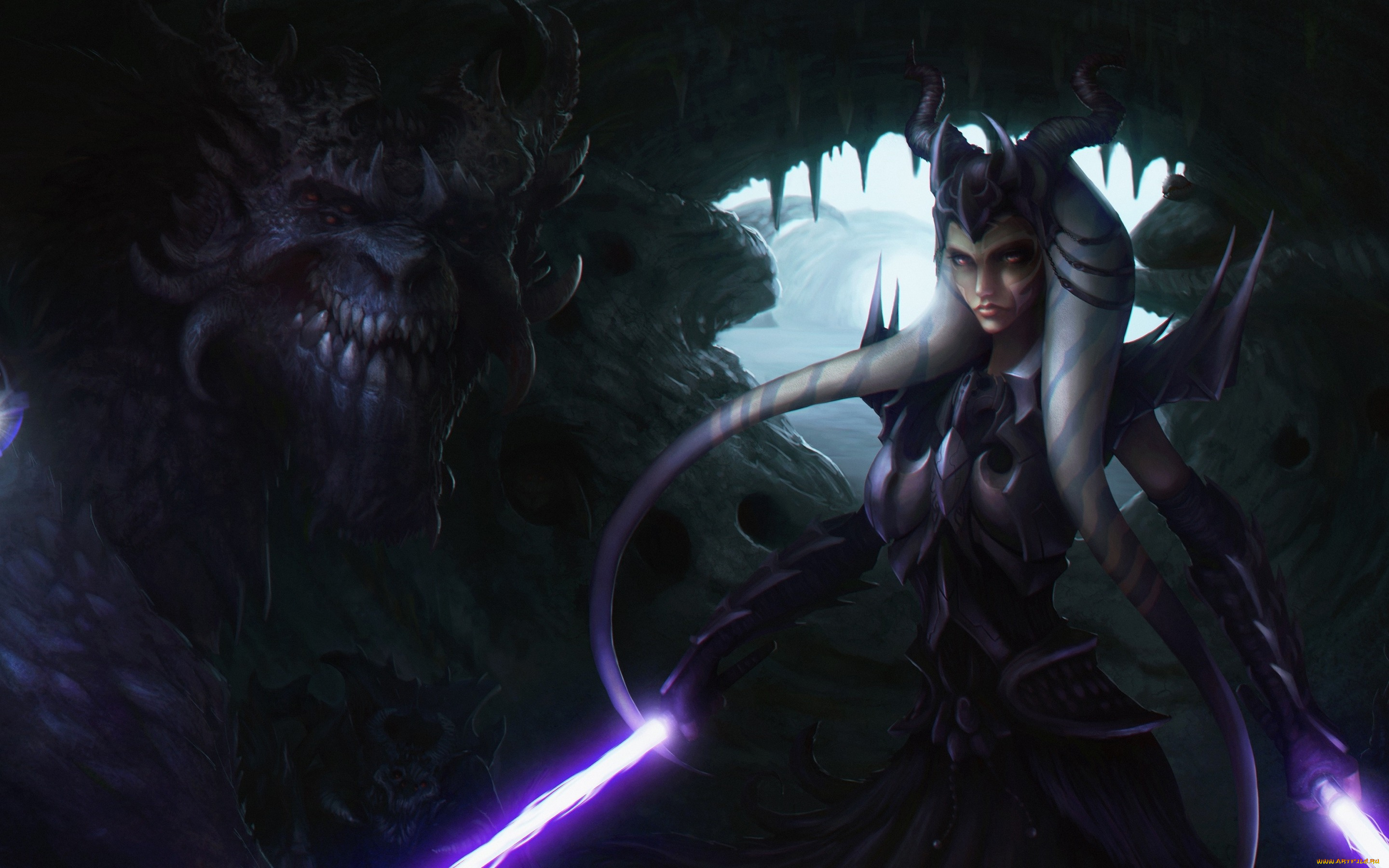 фэнтези, существа, ahsoka, tano, jedi, star, wars, dragon, knight, fan, art, lightsaber