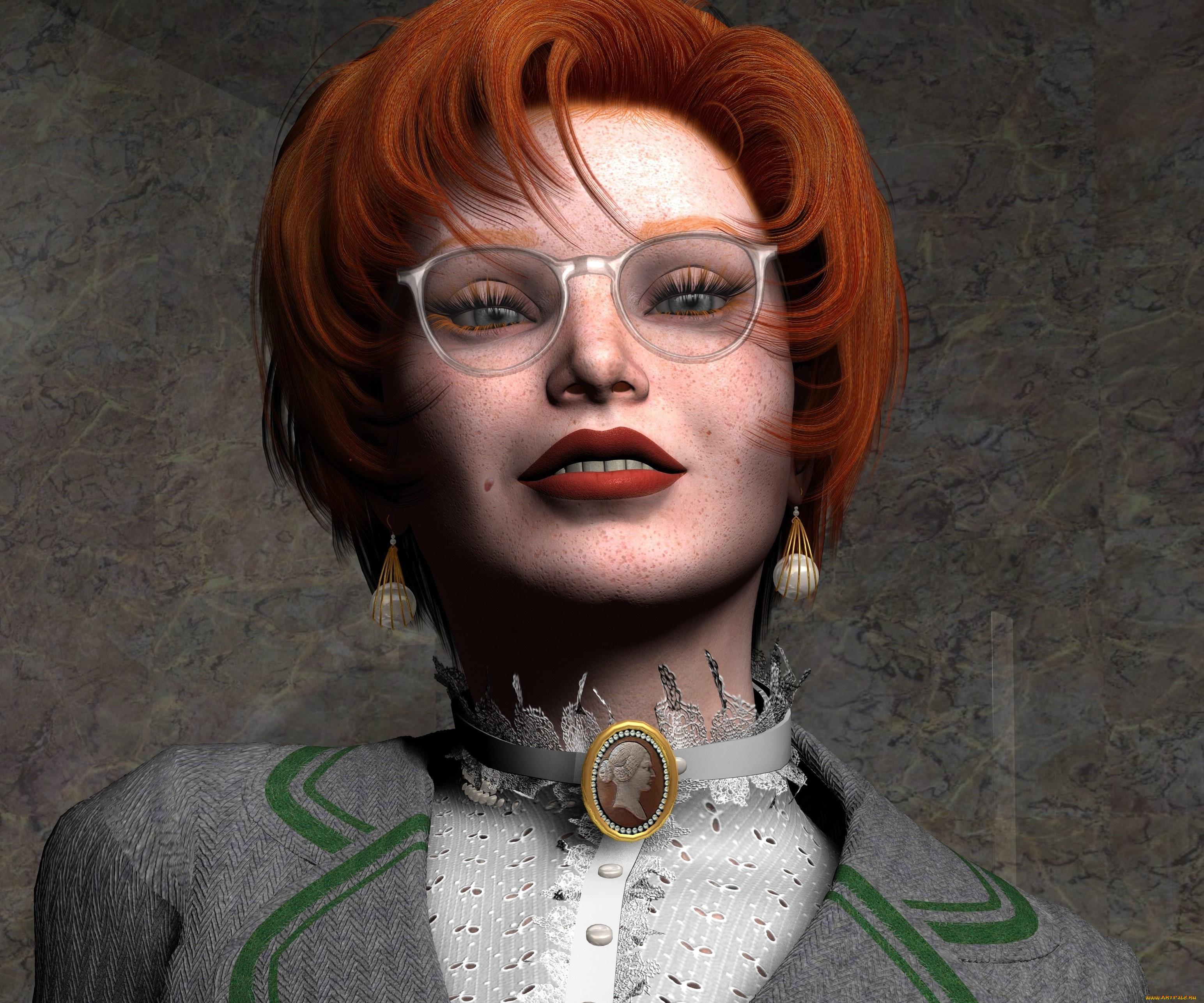 3д, графика, люди, , people, девушка, взгляд, фон, рыжая