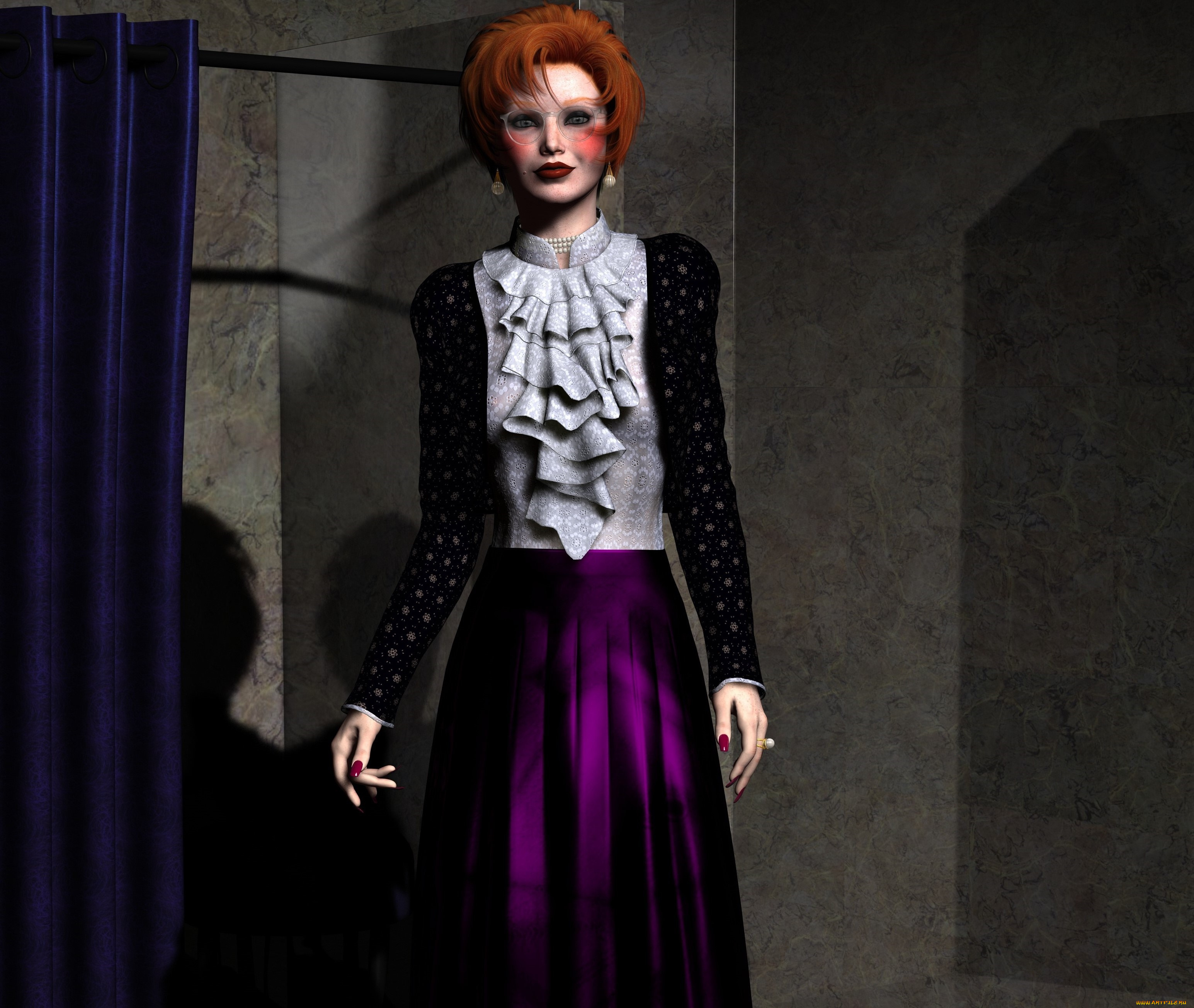 3д, графика, люди, , people, девушка, взгляд, фон, рыжая