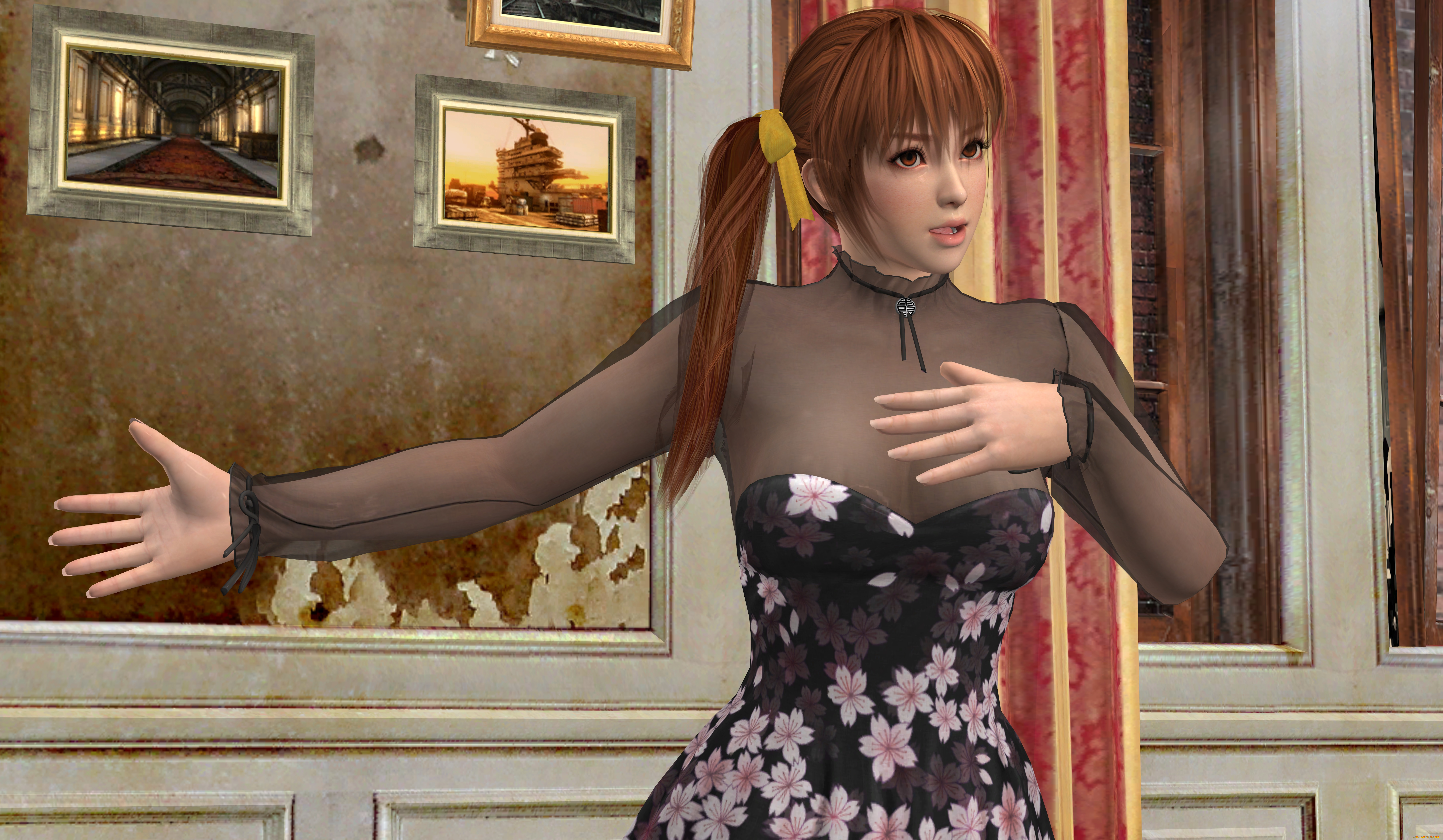 3д, графика, аниме, , anime, девушка, взгляд, фон