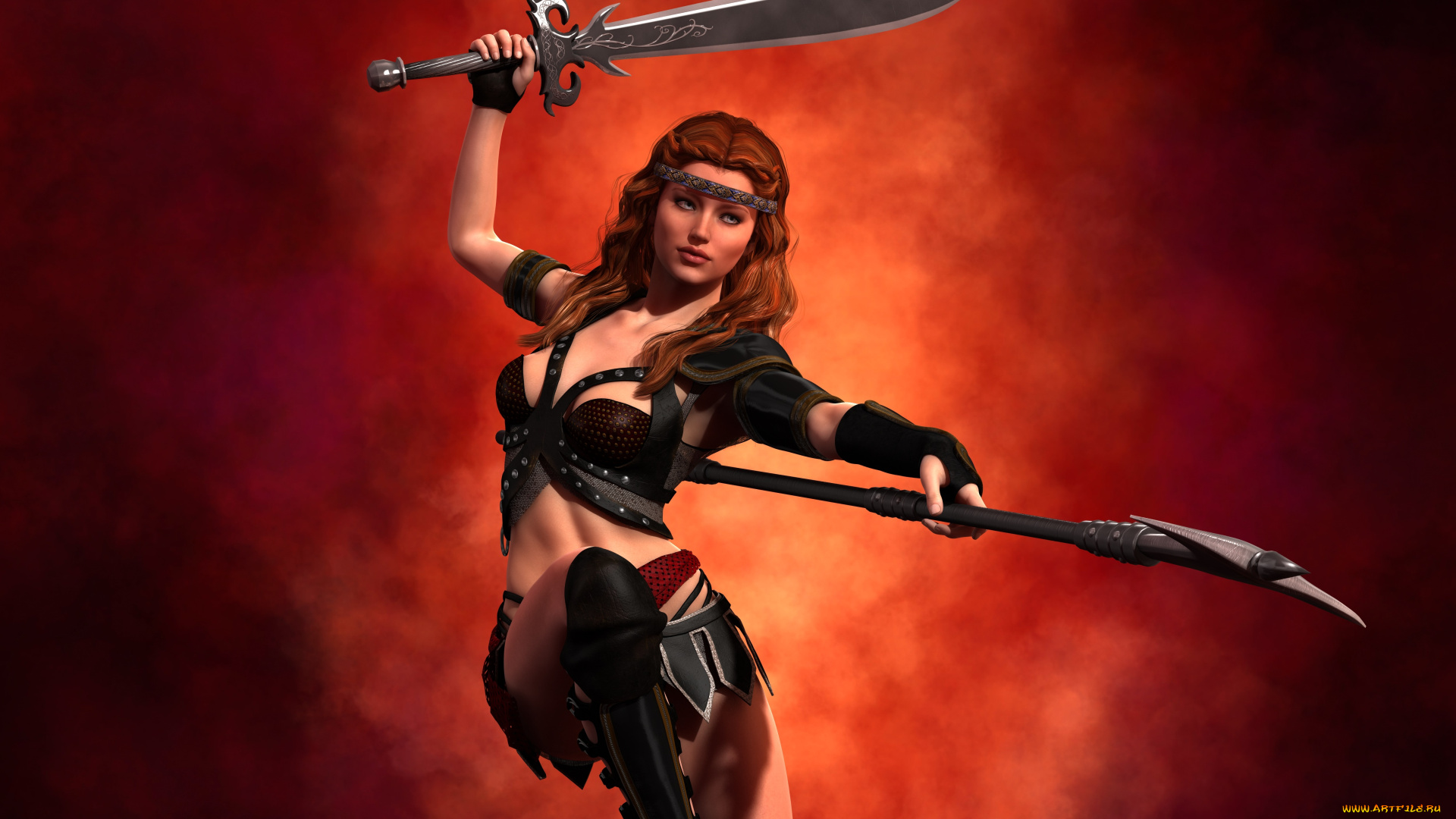 3д, графика, амазонки, , amazon, фон, взгляд, оружие, девушка