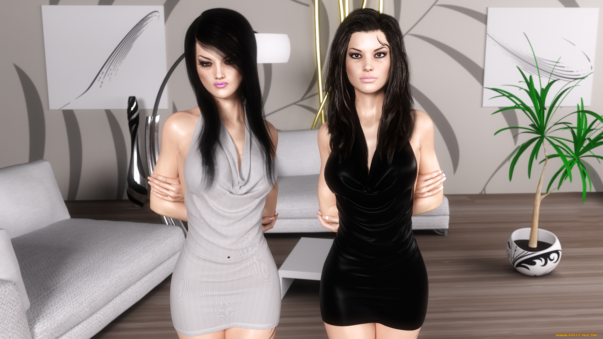 3д, графика, люди, , people, взгляд, девушки, фон