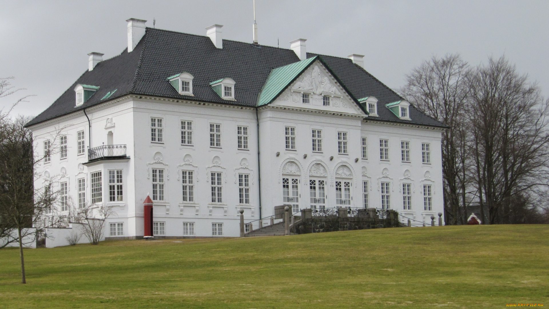 города, -, здания, , дома, дания, дворец, марселисборг, город, орхус