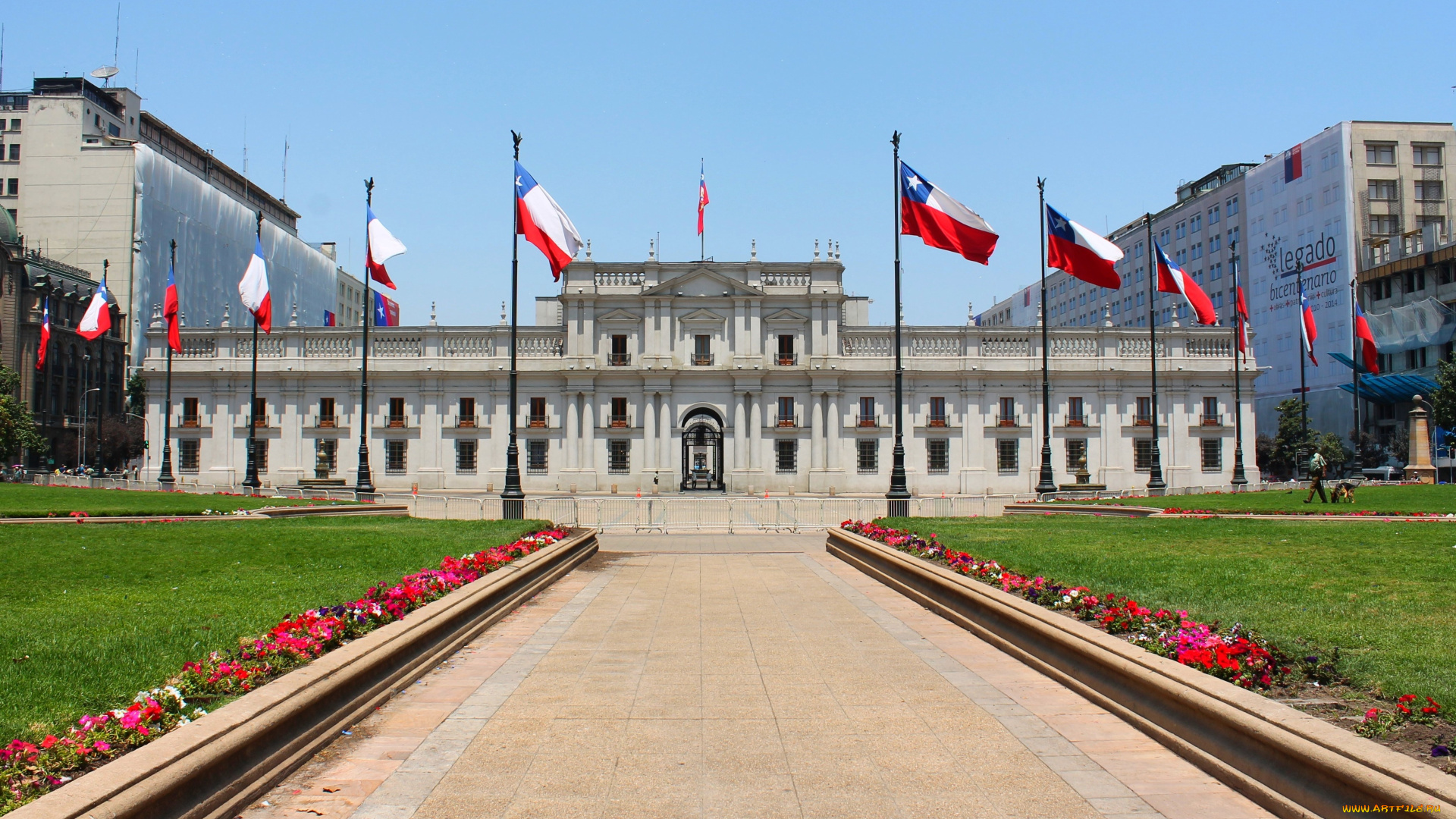 города, -, здания, , дома, дворец, президента, ла-монеда, Чили, сантьяго