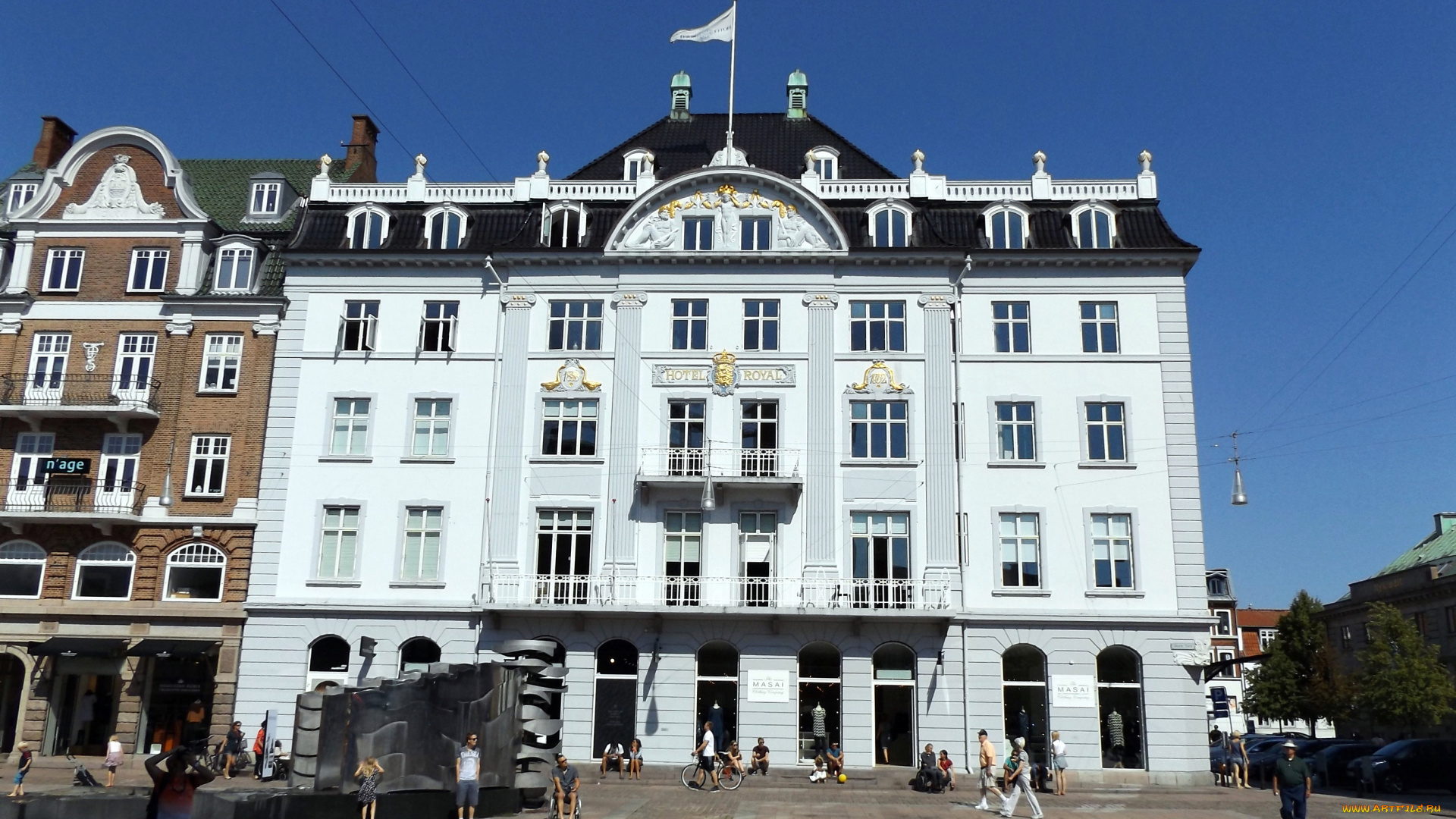 города, -, здания, , дома, орхус, дания, отель, royal