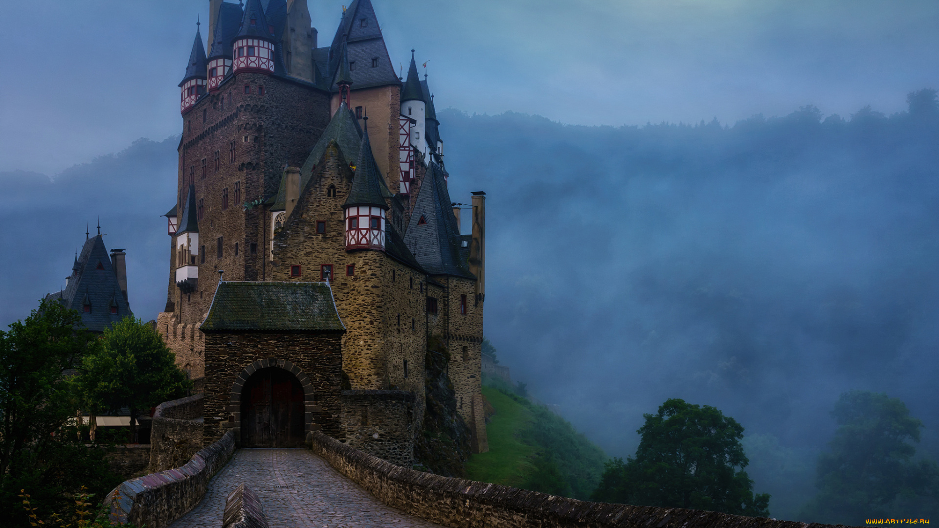 города, замки, германии, тучи, небо, германия, замок, эльц