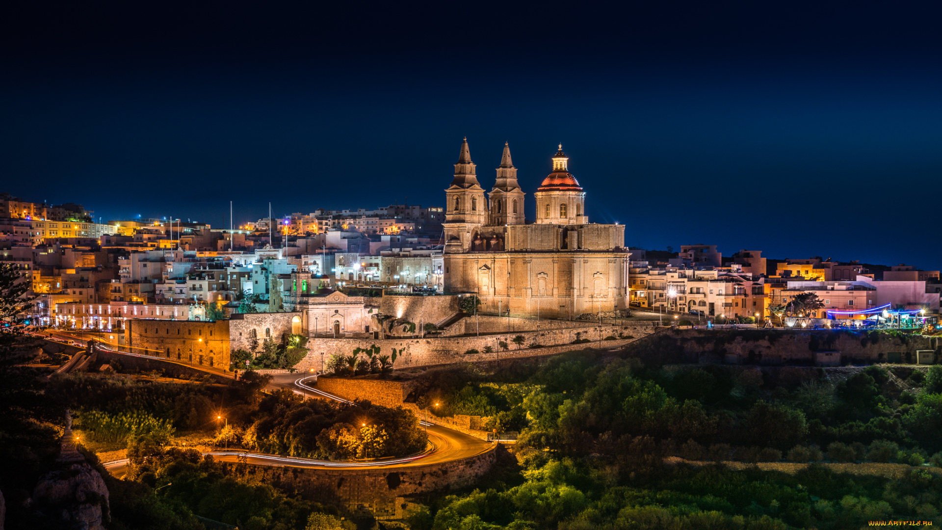 mellie&, 295, a, malta, города, -, огни, ночного, города, ночь