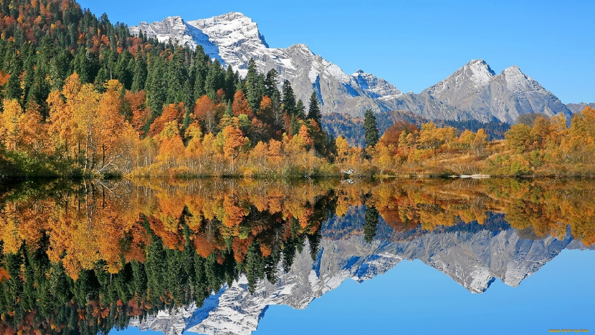 природа, реки, озера, красная, поляна, кавказ, отражение, озеро, никишин, евгений, кардывач, горы, лес