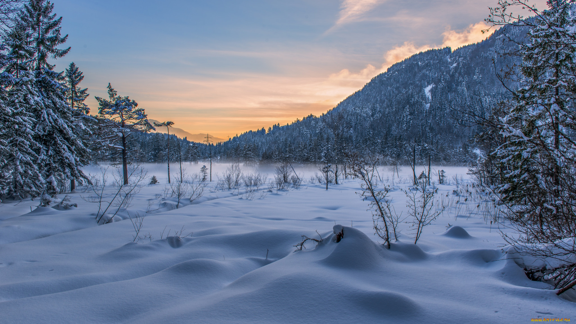 природа, зима, снег