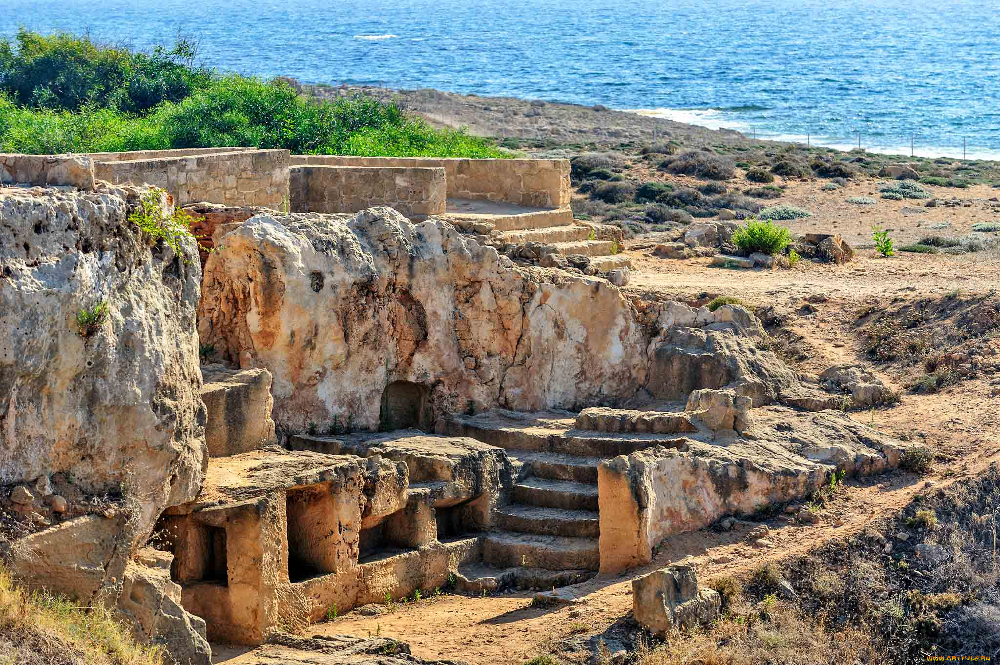 города, -, исторические, , архитектурные, памятники, кипр, пафос, старинные, царские, гробницы