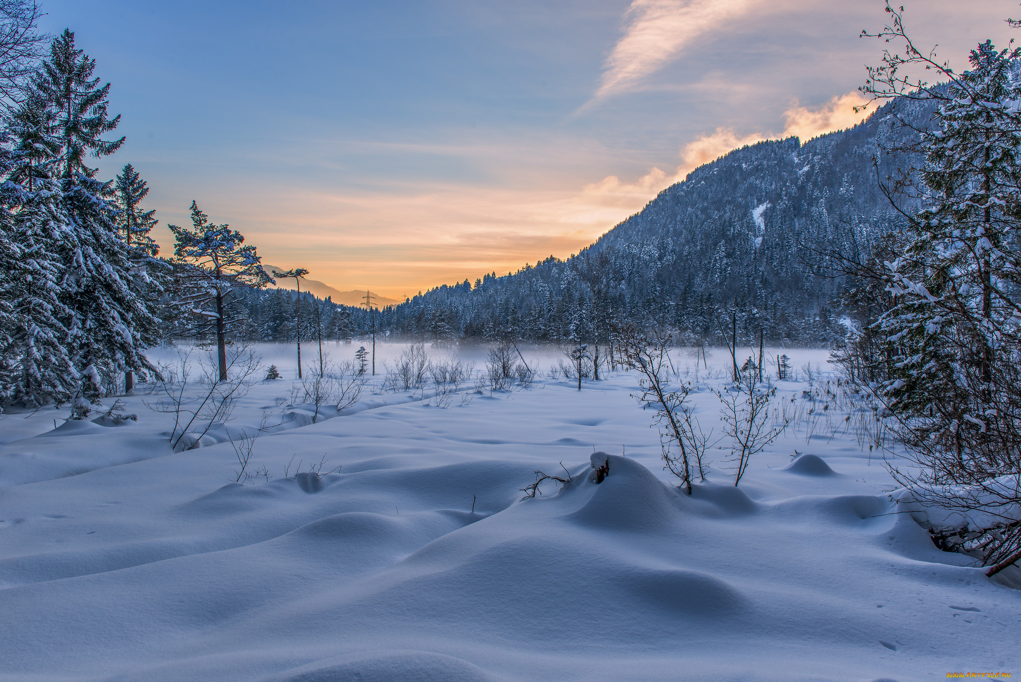 природа, зима, снег