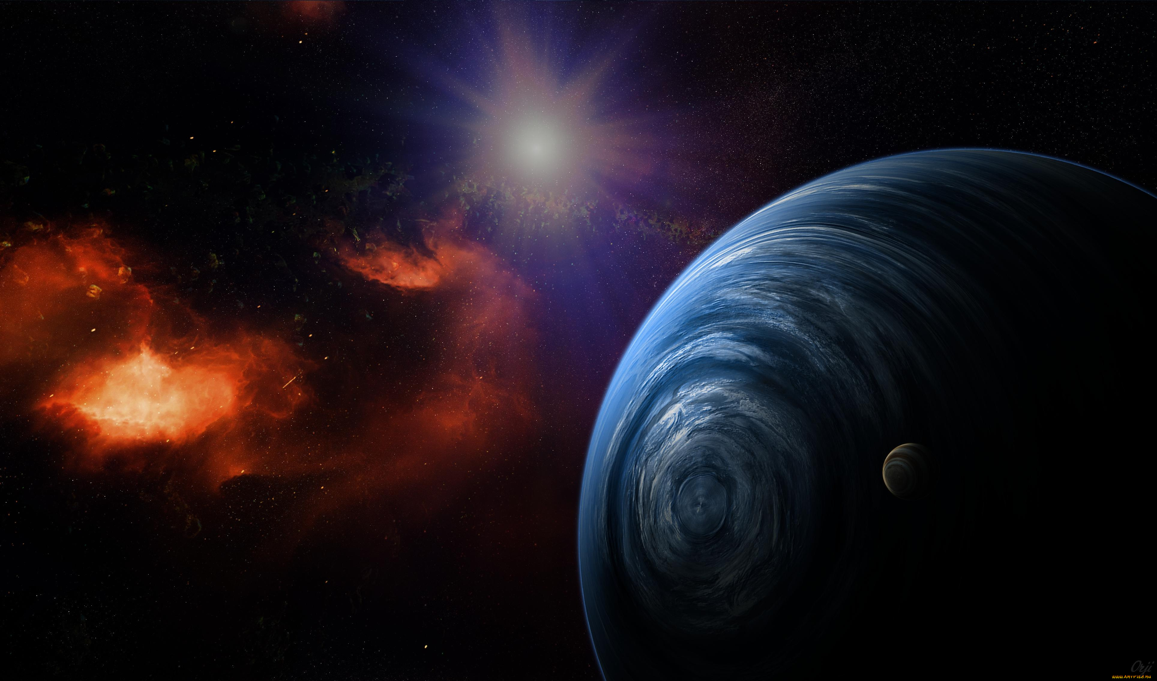 космос, арт, галактика, звезды, вселенная, планета