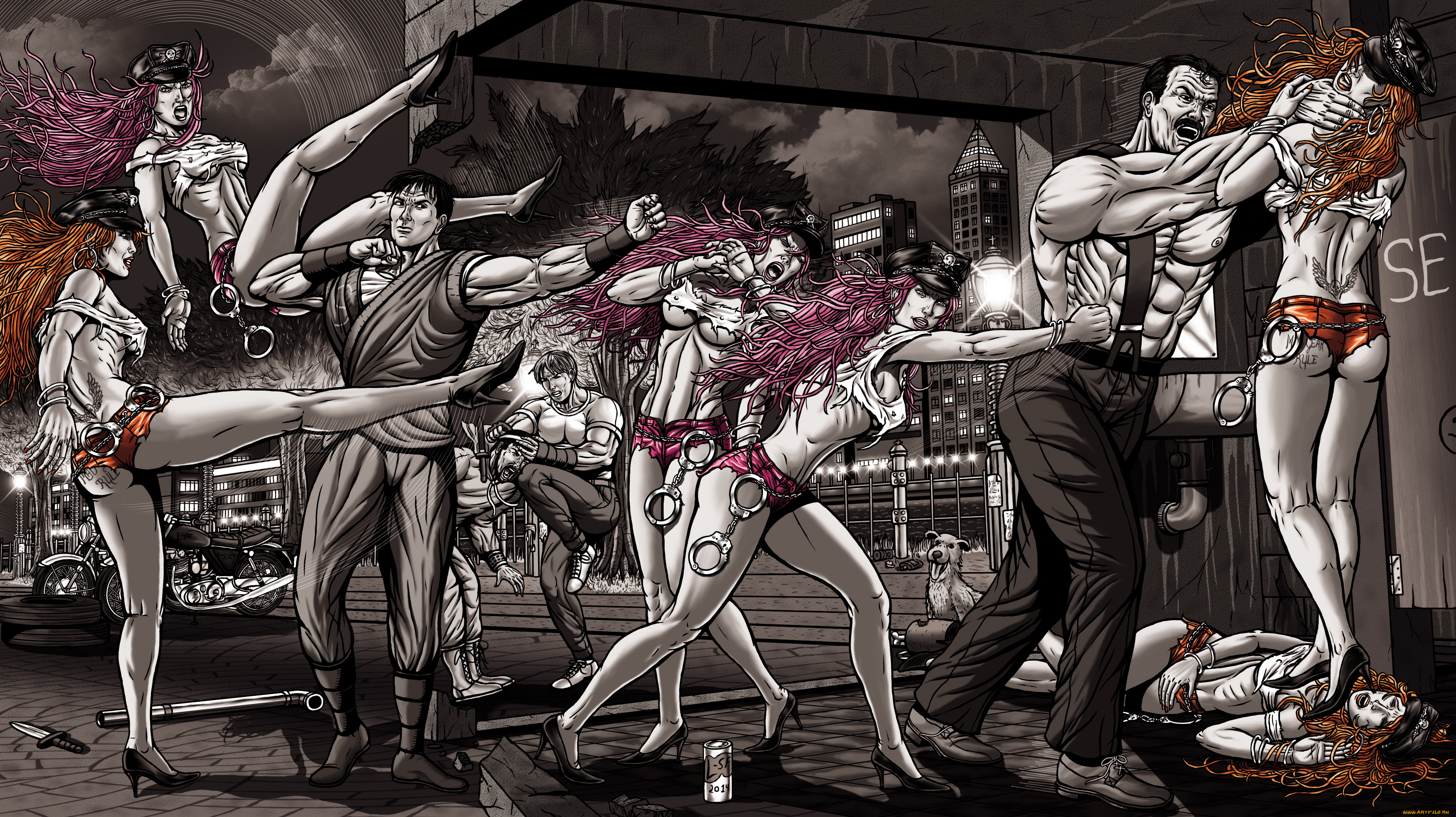 рисованное, комиксы, фон, мужчины, девушки