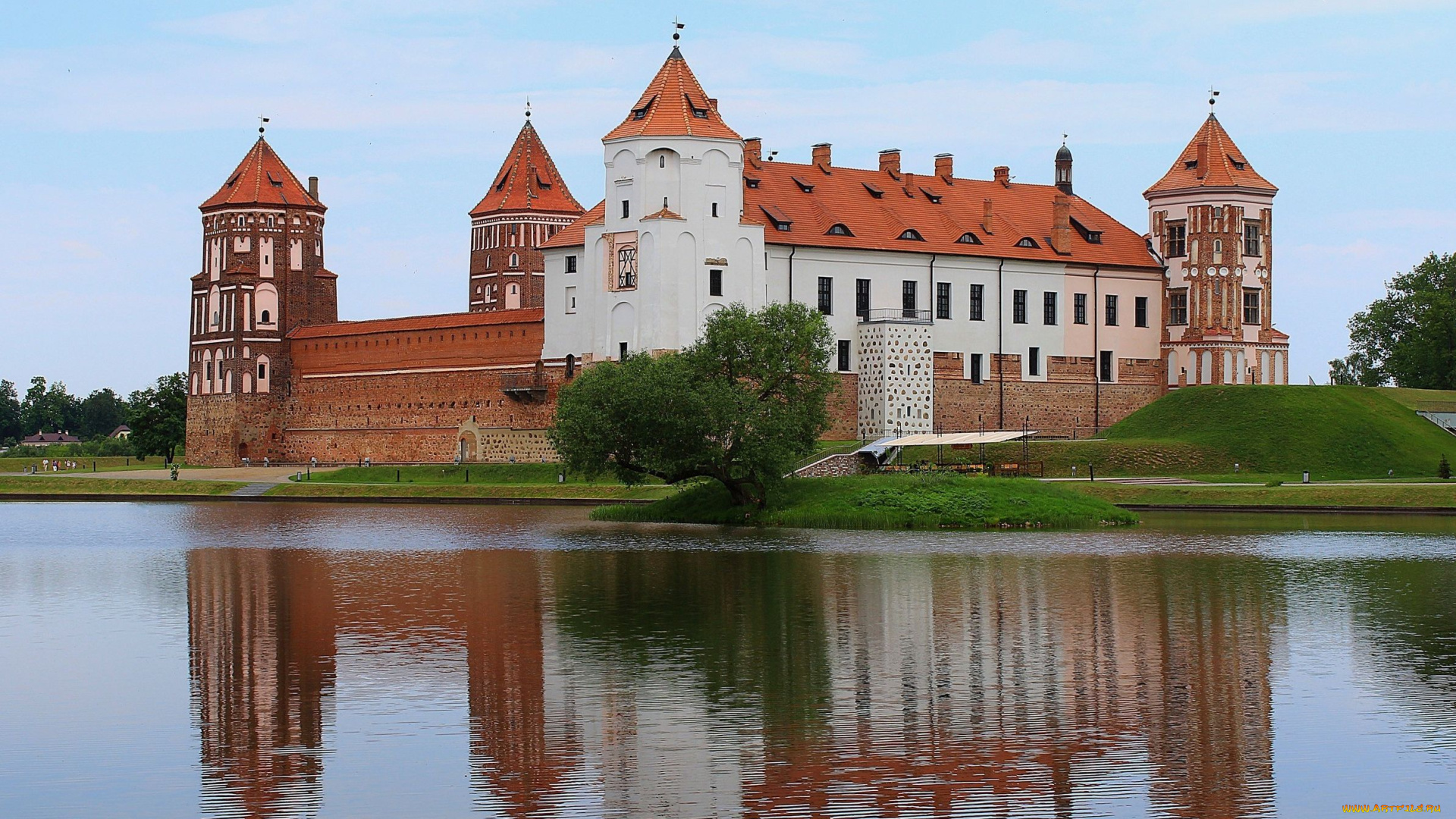 мирский, замок, города, -, дворцы, , замки, , крепости, дворец, белоруссия, замок, мирский, пруд