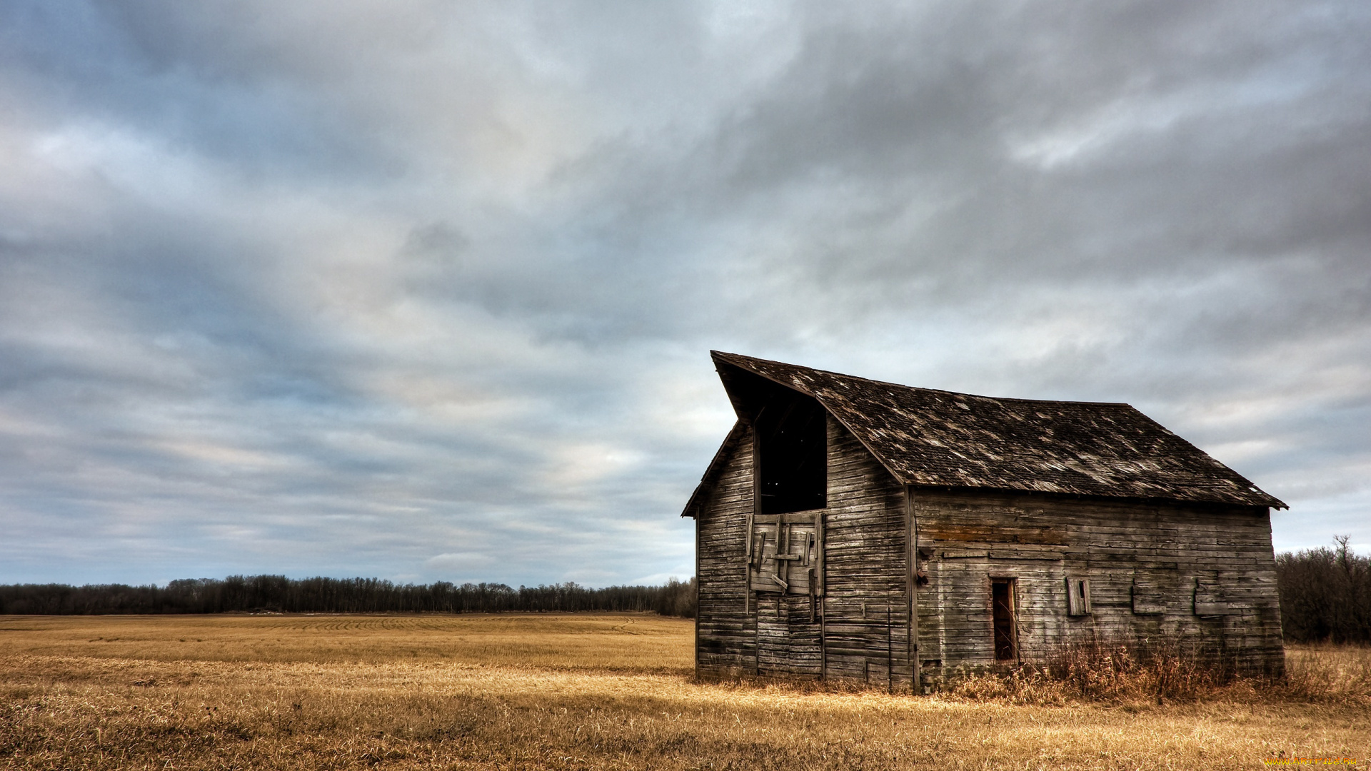 разное, развалины, , руины, , металлолом, сарай, осень, поле, небо, тучи