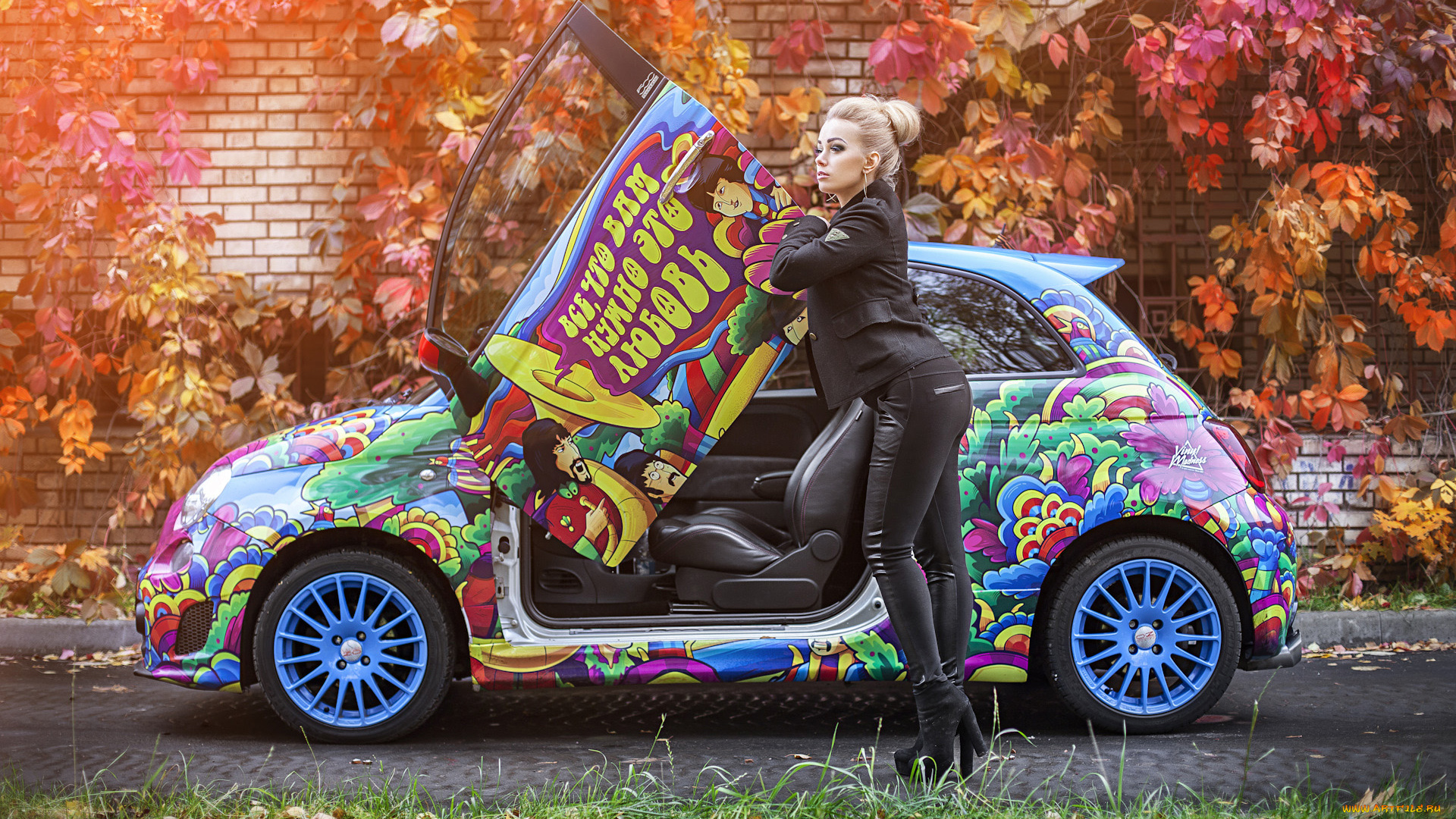 автомобили, -авто, с, девушками, fiat, 500