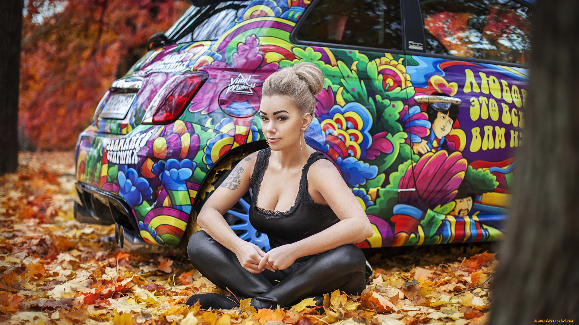 автомобили, -авто, с, девушками, fiat, 500