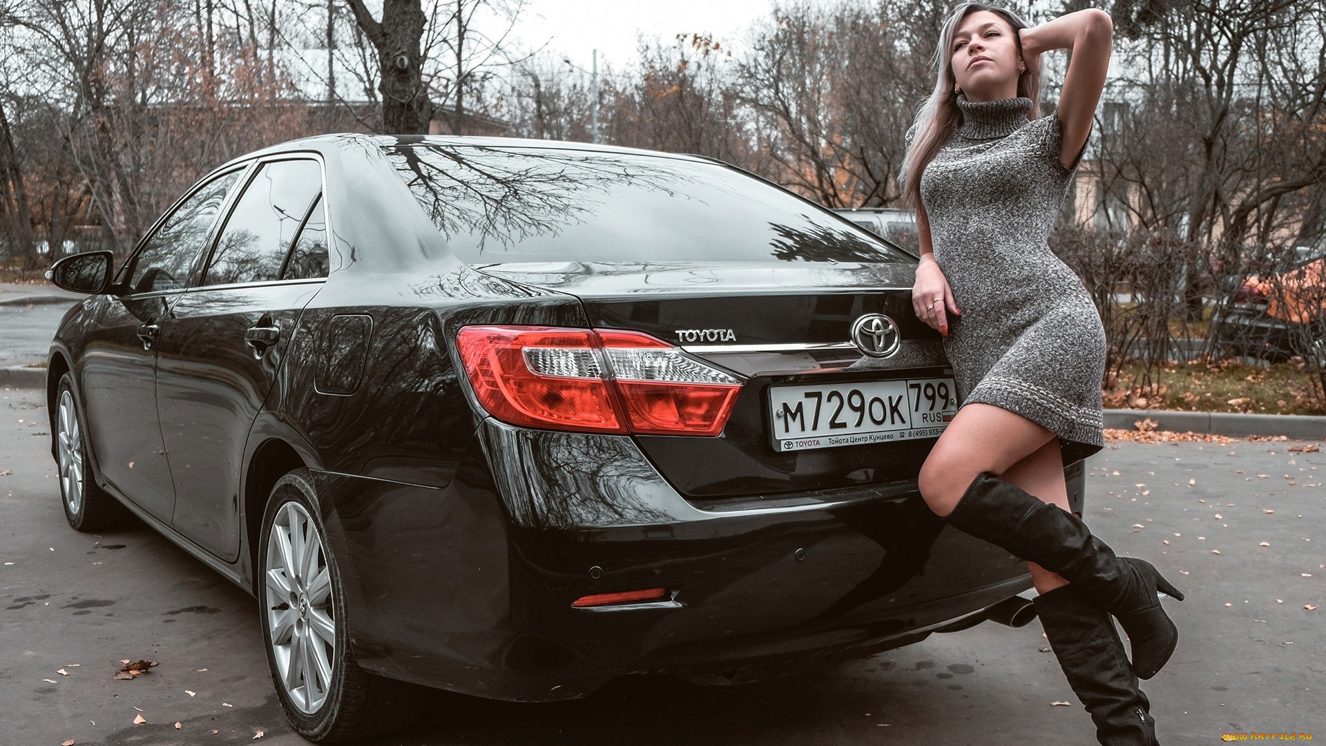 автомобили, -авто, с, девушками, toyota, camry