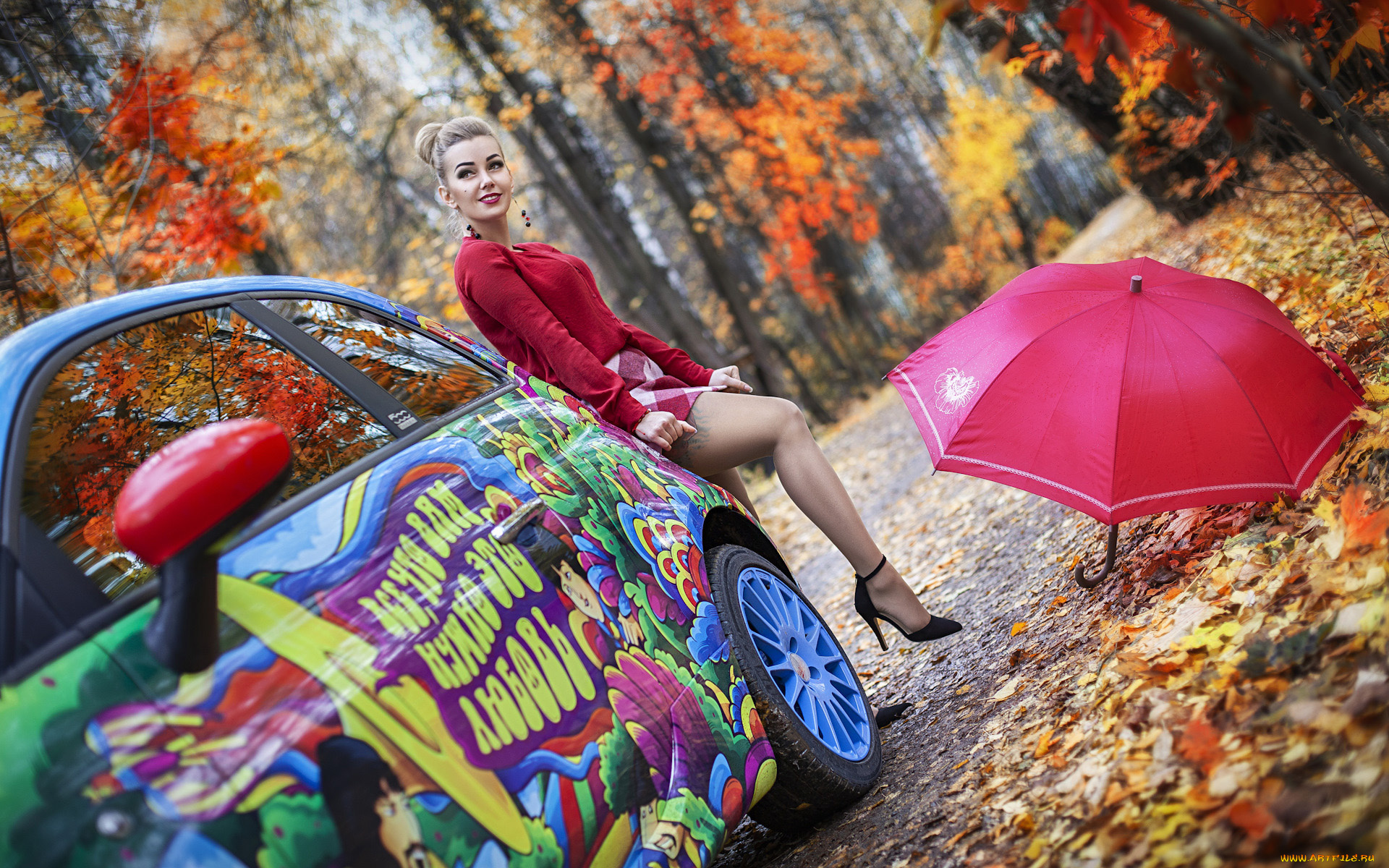 автомобили, -авто, с, девушками, fiat, 500