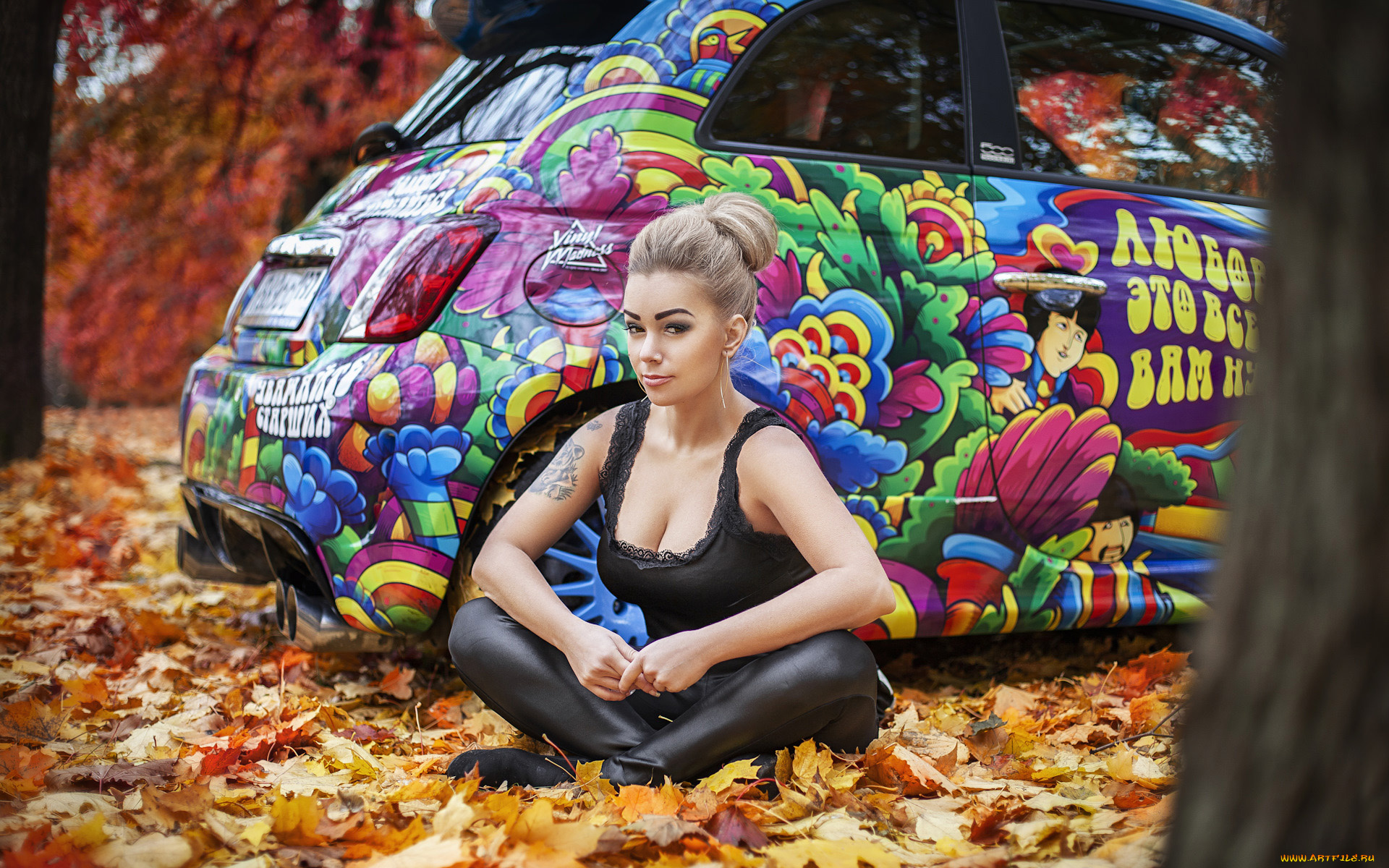 автомобили, -авто, с, девушками, fiat, 500