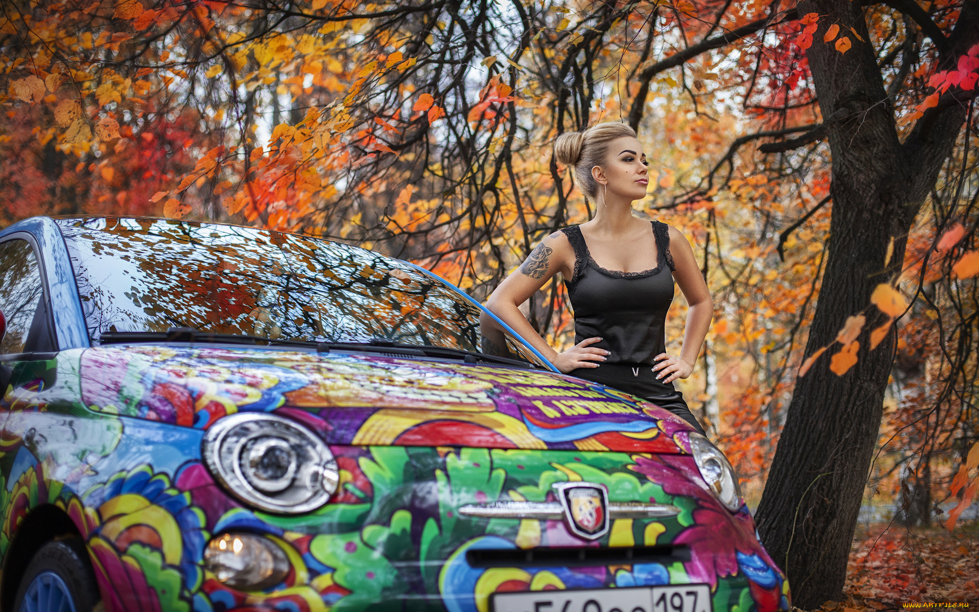 автомобили, -авто, с, девушками, fiat, 500