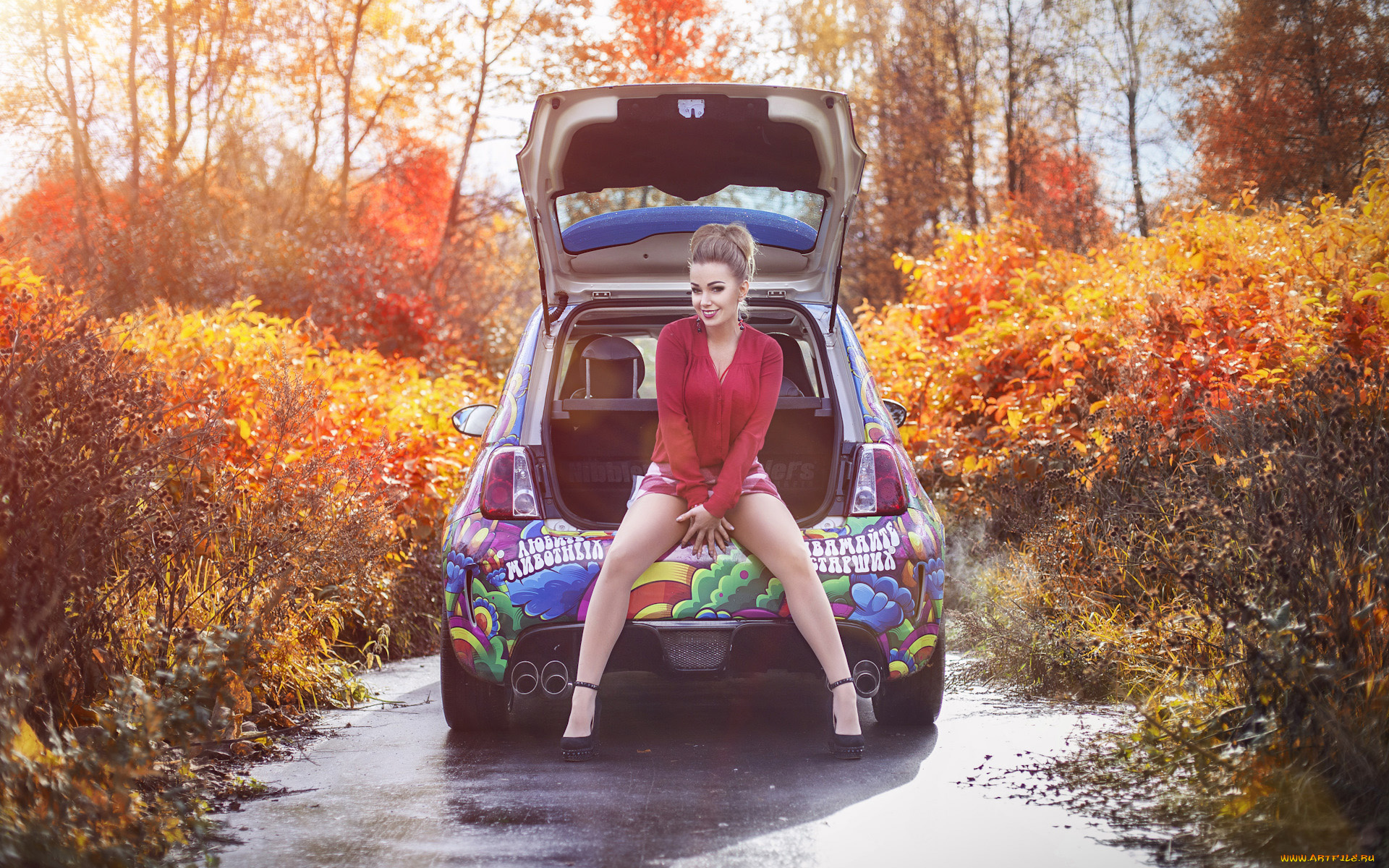 автомобили, -авто, с, девушками, fiat, 500