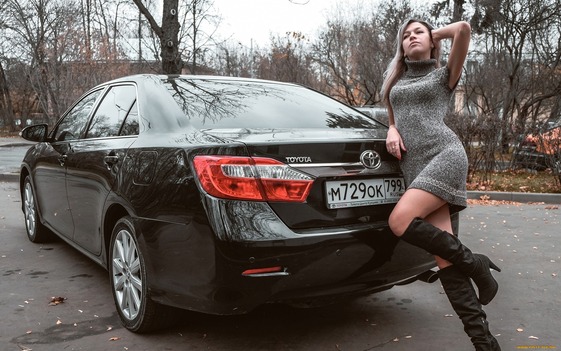 автомобили, -авто, с, девушками, toyota, camry