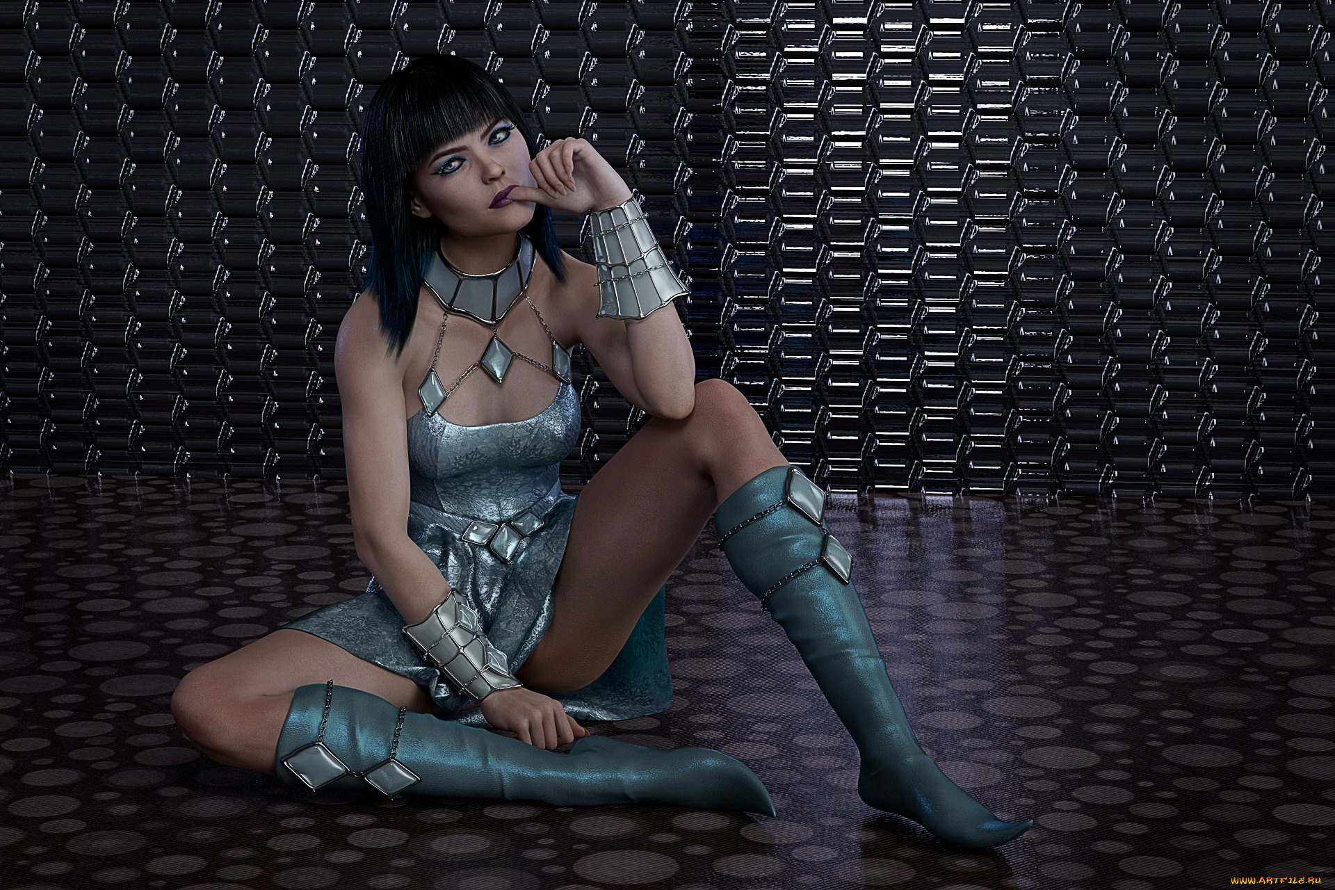 3д, графика, фантазия, , fantasy, платье, взгляд, фон, девушка