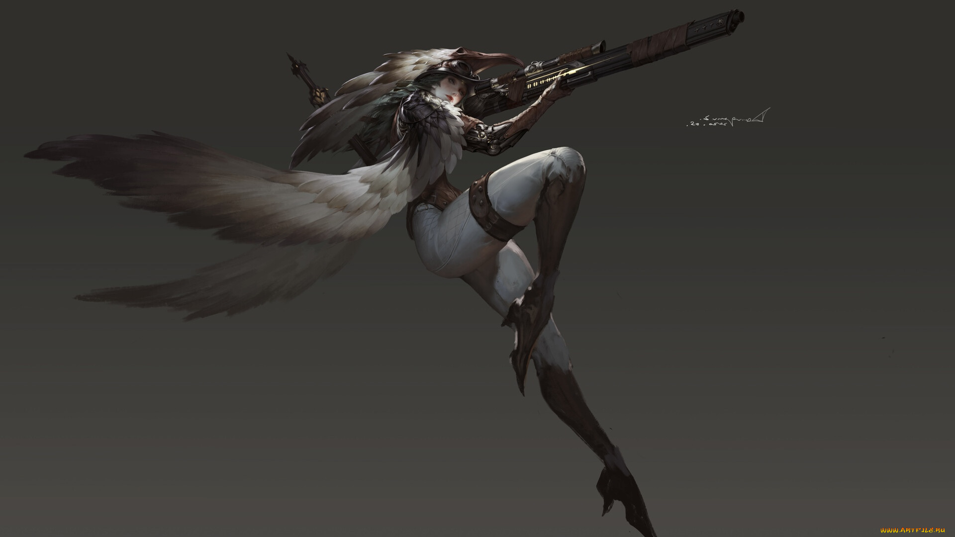 фэнтези, ангелы, девушка, оружие, крылья